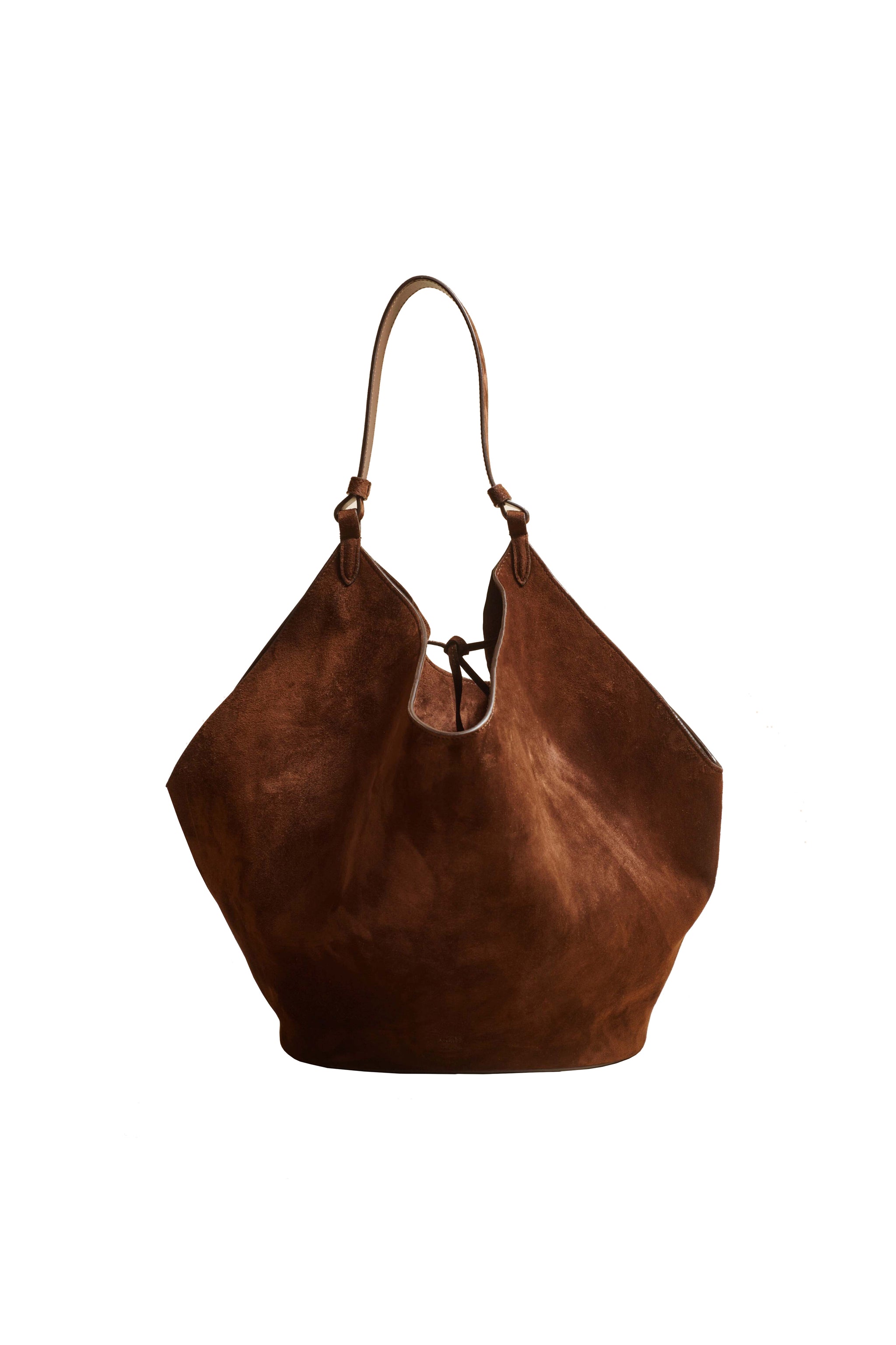 The August Hobo in Coffee Suede– KHAITE