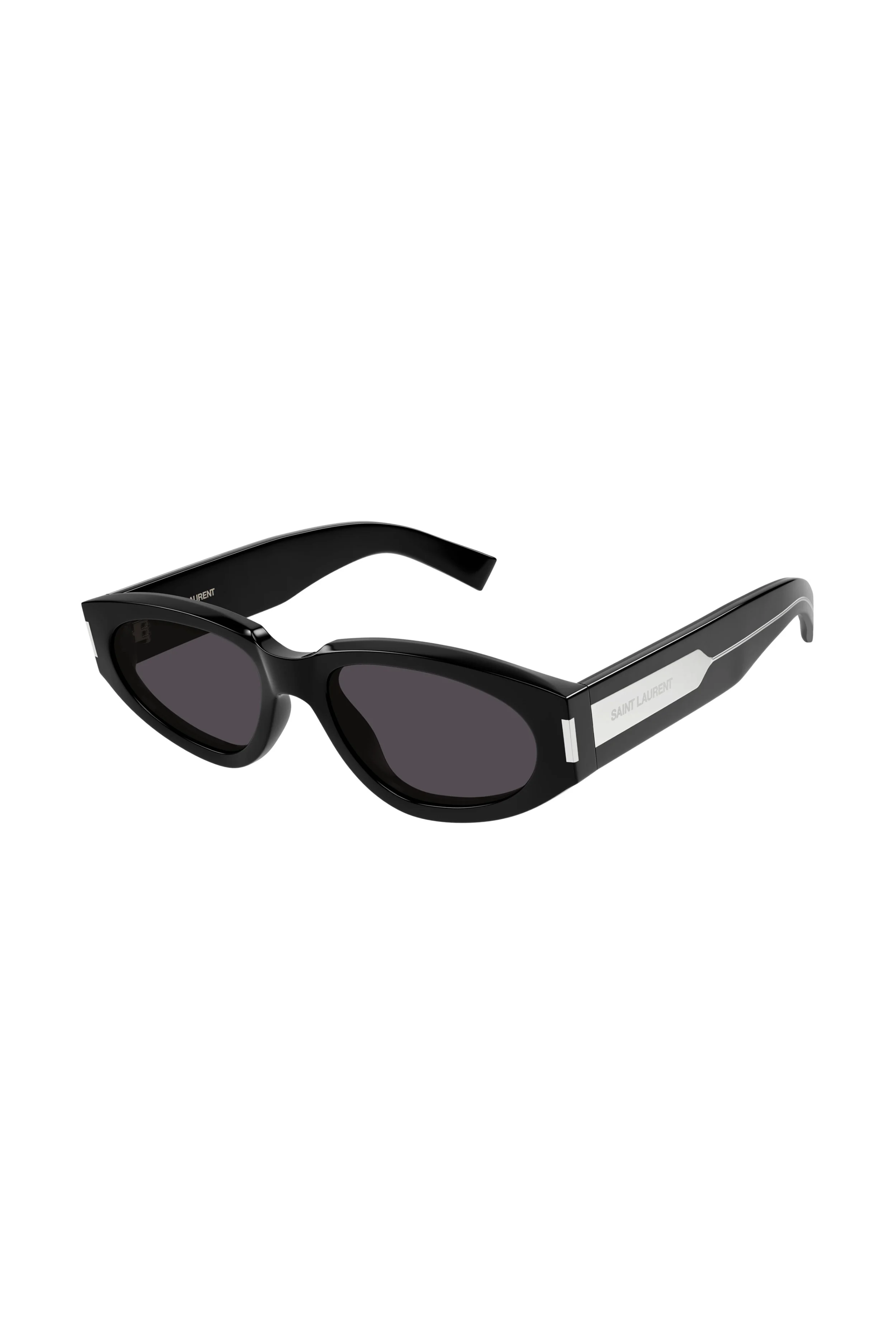 Saint Laurent Engraved Logo Acetate Oval Sunglasses