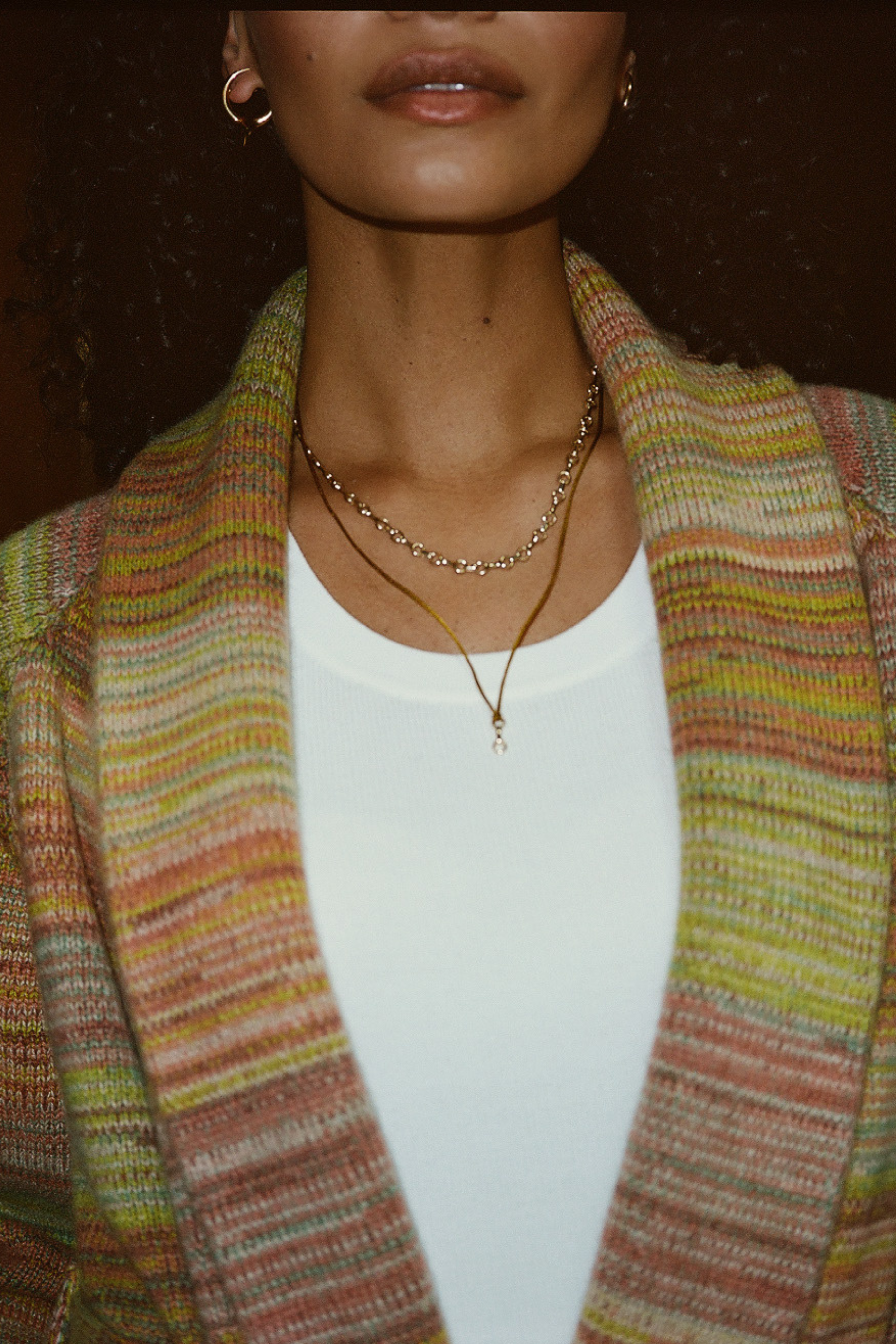 THE ELDER STATESMAN Cosmic Stripe Belted Cardigan