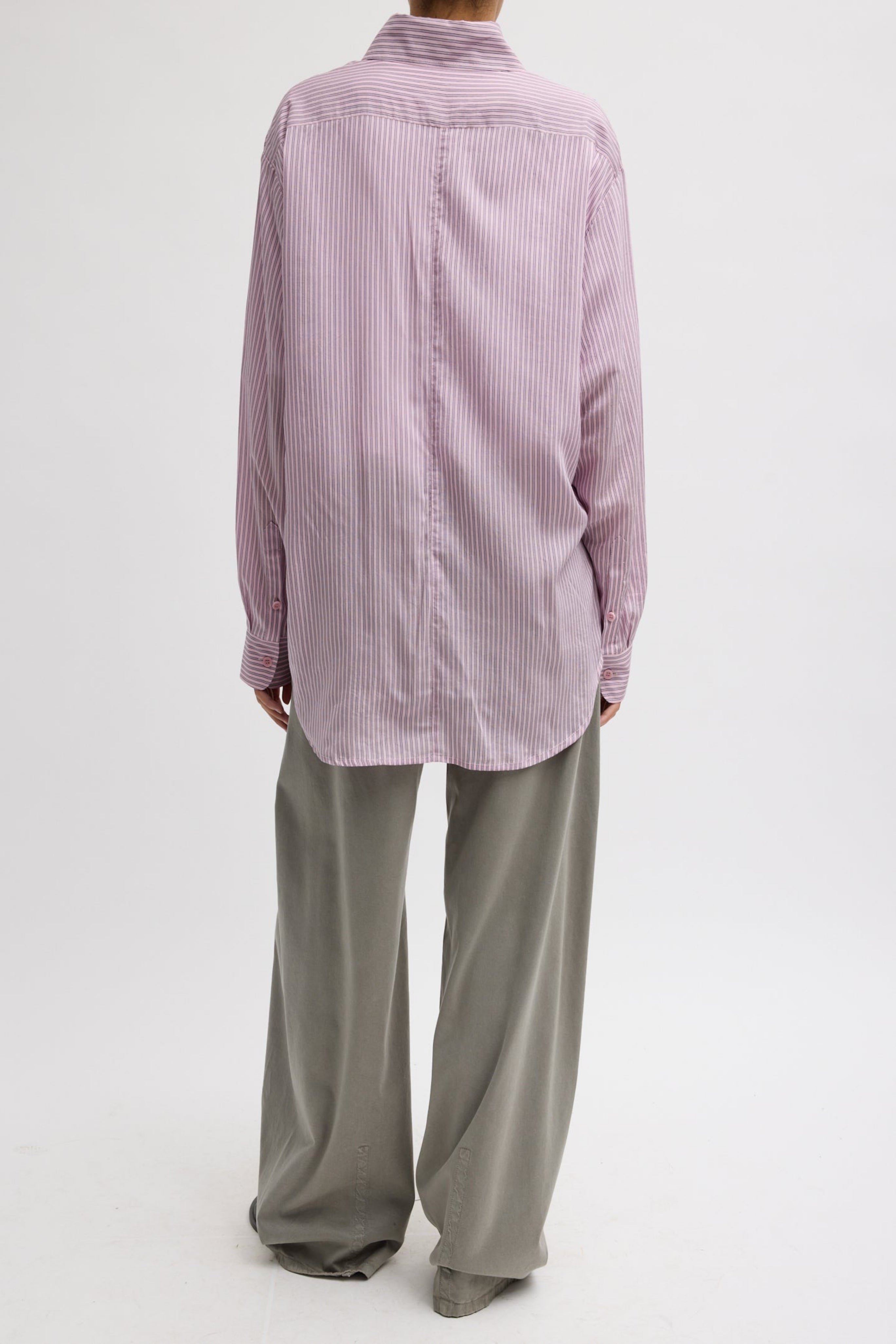 ULTRA LIGHT SILK TENCEL STRIPED PINTUCKED SHIRT