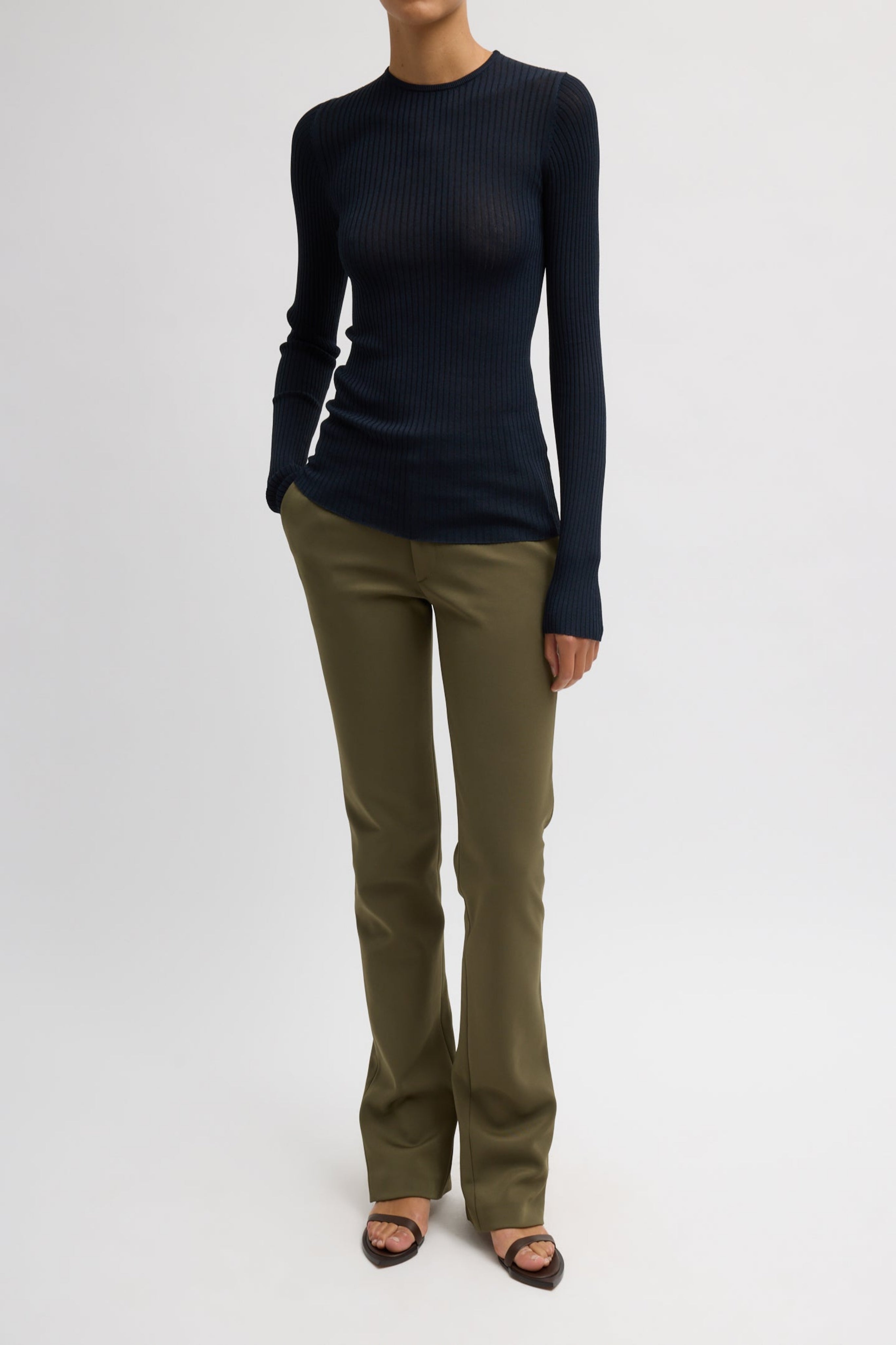 RIBBED SWEATER CREWNECK PULLOVER