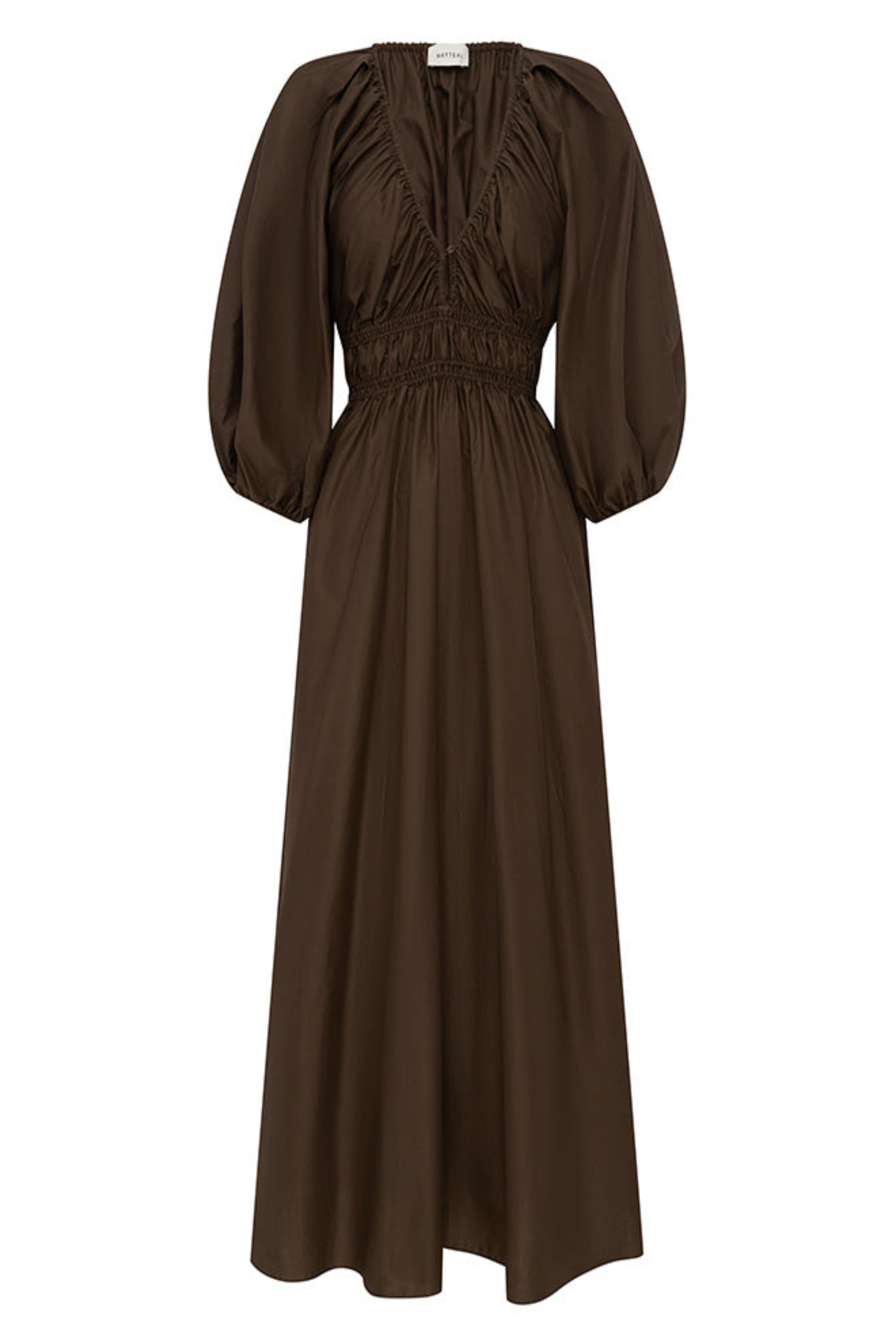 Shirred Plunge Button Dress