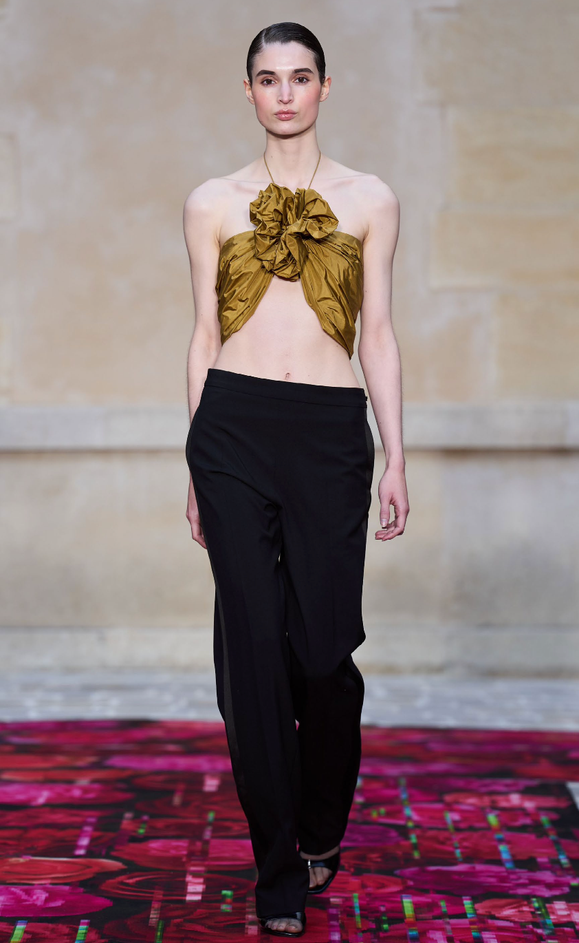 Rose-Rushed Taffetas Top