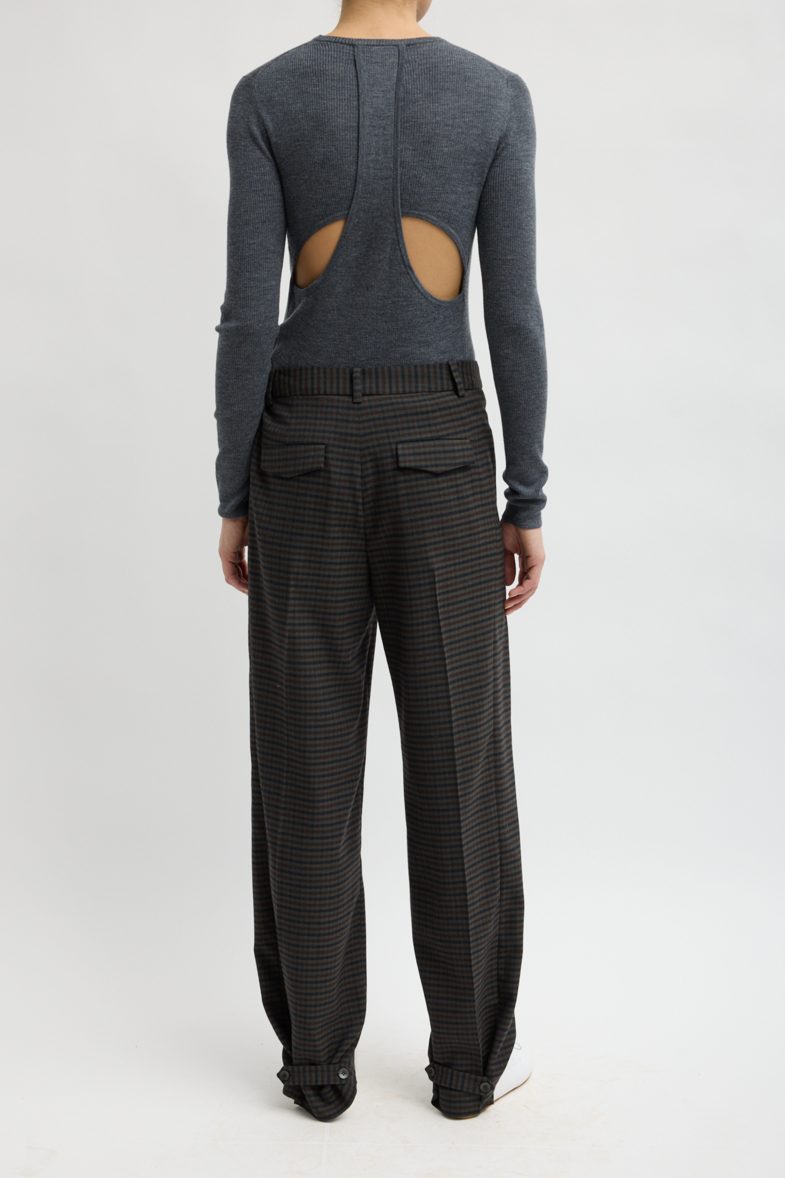 Feather Weight Ribbed Sweater Crewneck Pullover - Charcoal Grey