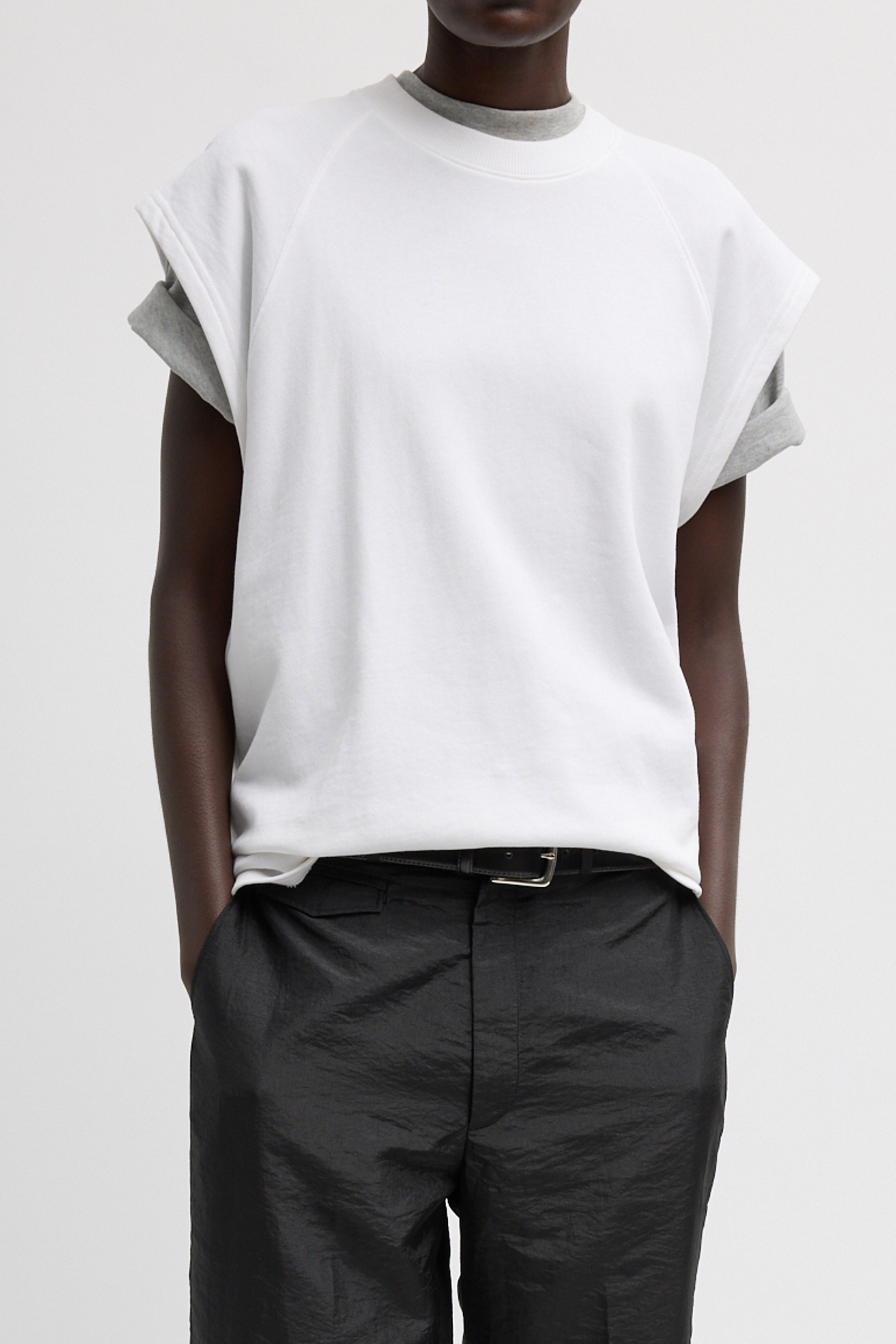 Light Weight Sweatshirting Sleeveless Easy Top - White