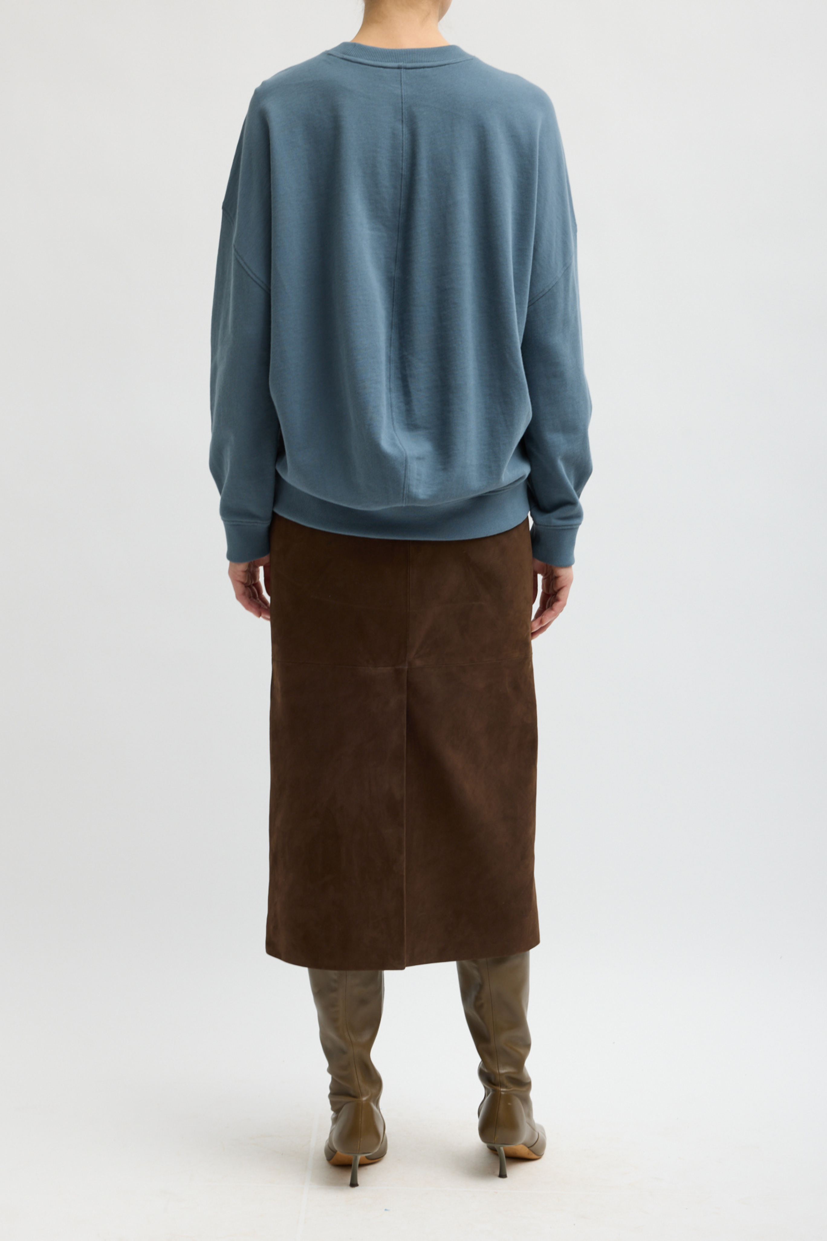 Light Weight Sweatshirting Crewneck Sweatshirt - Blue Grey