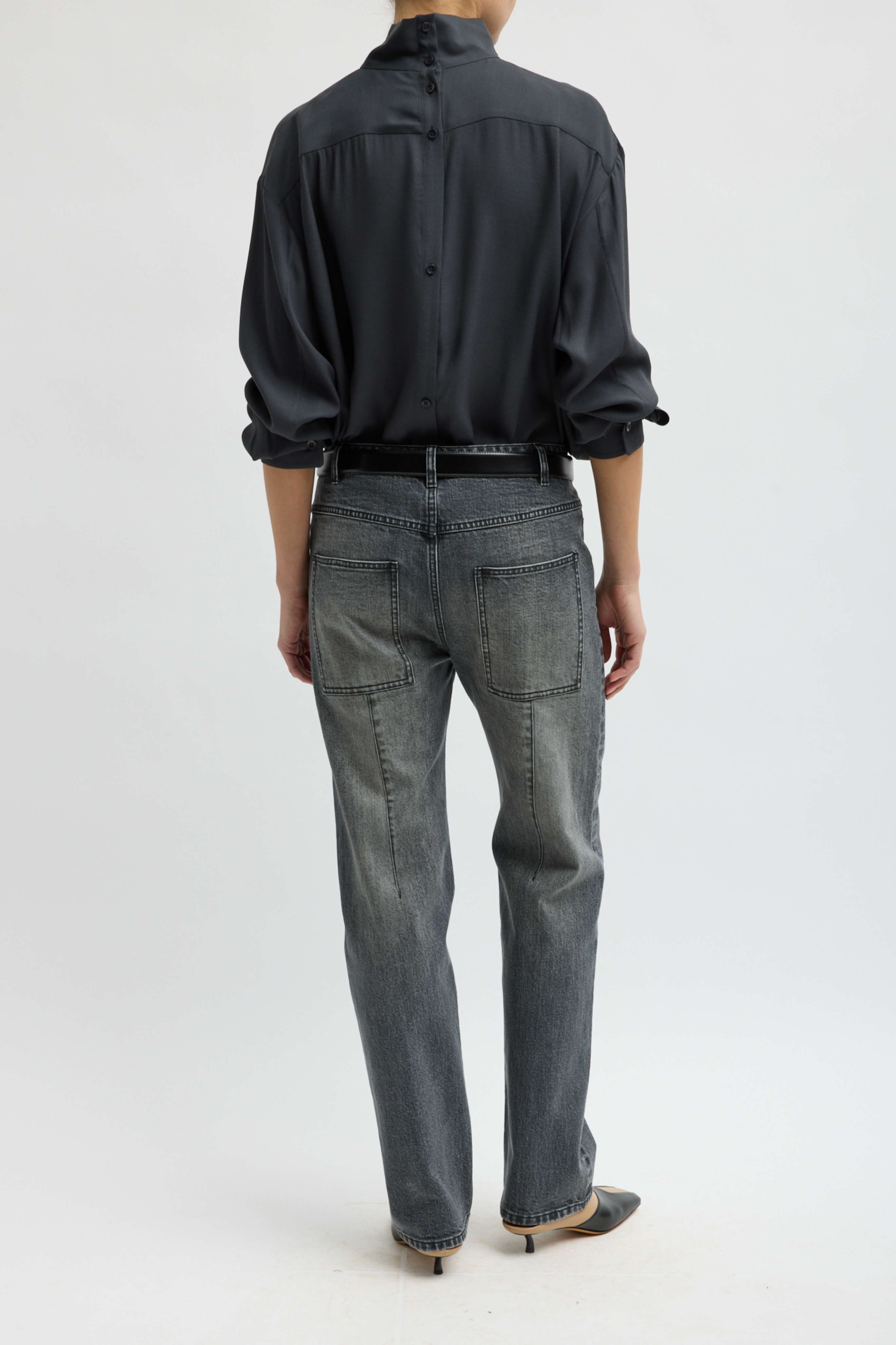 Black Stretch Selvedge Denim Charlotte Jean