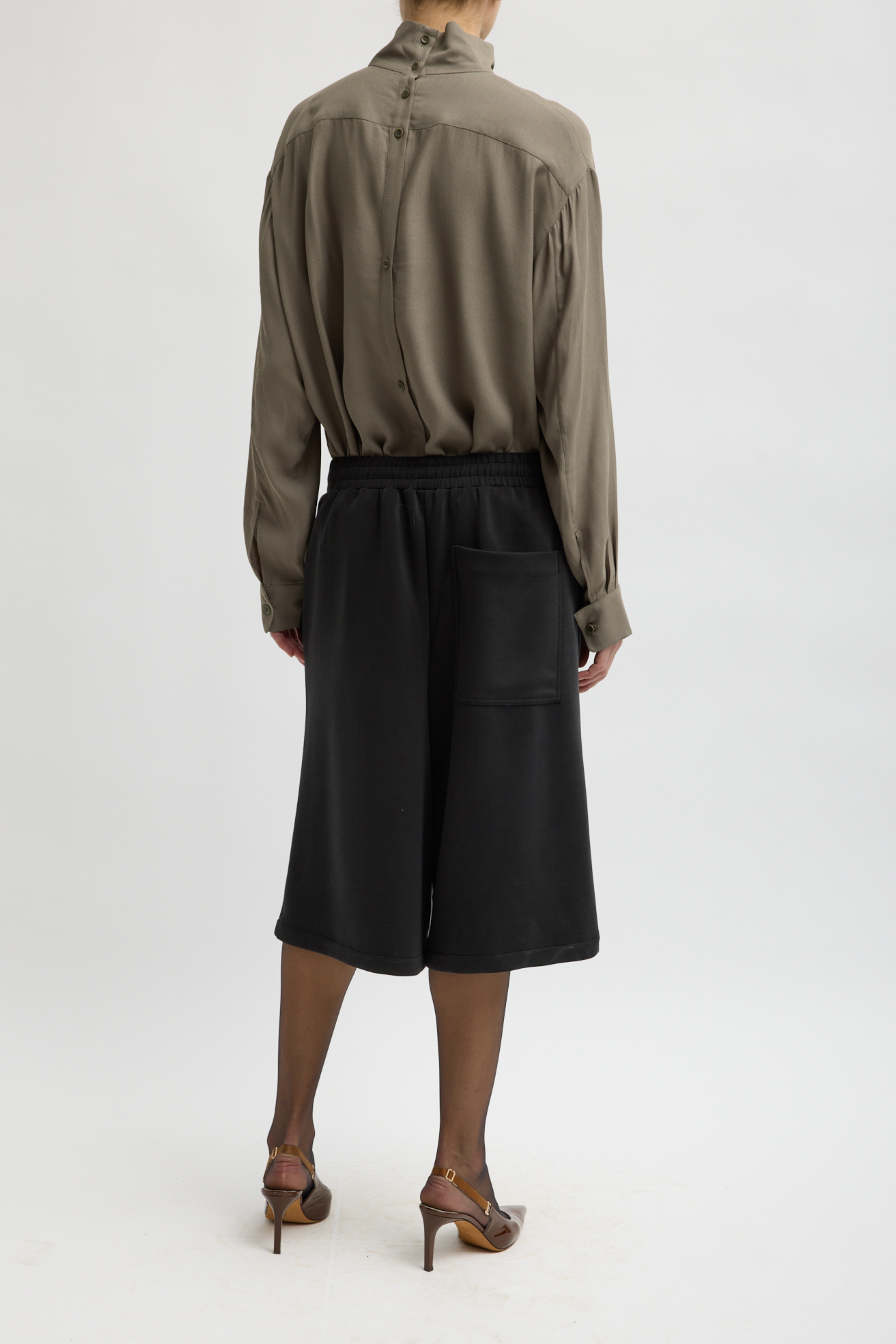 Feather Weight Eco Crepe Funnel Neck Shirt
