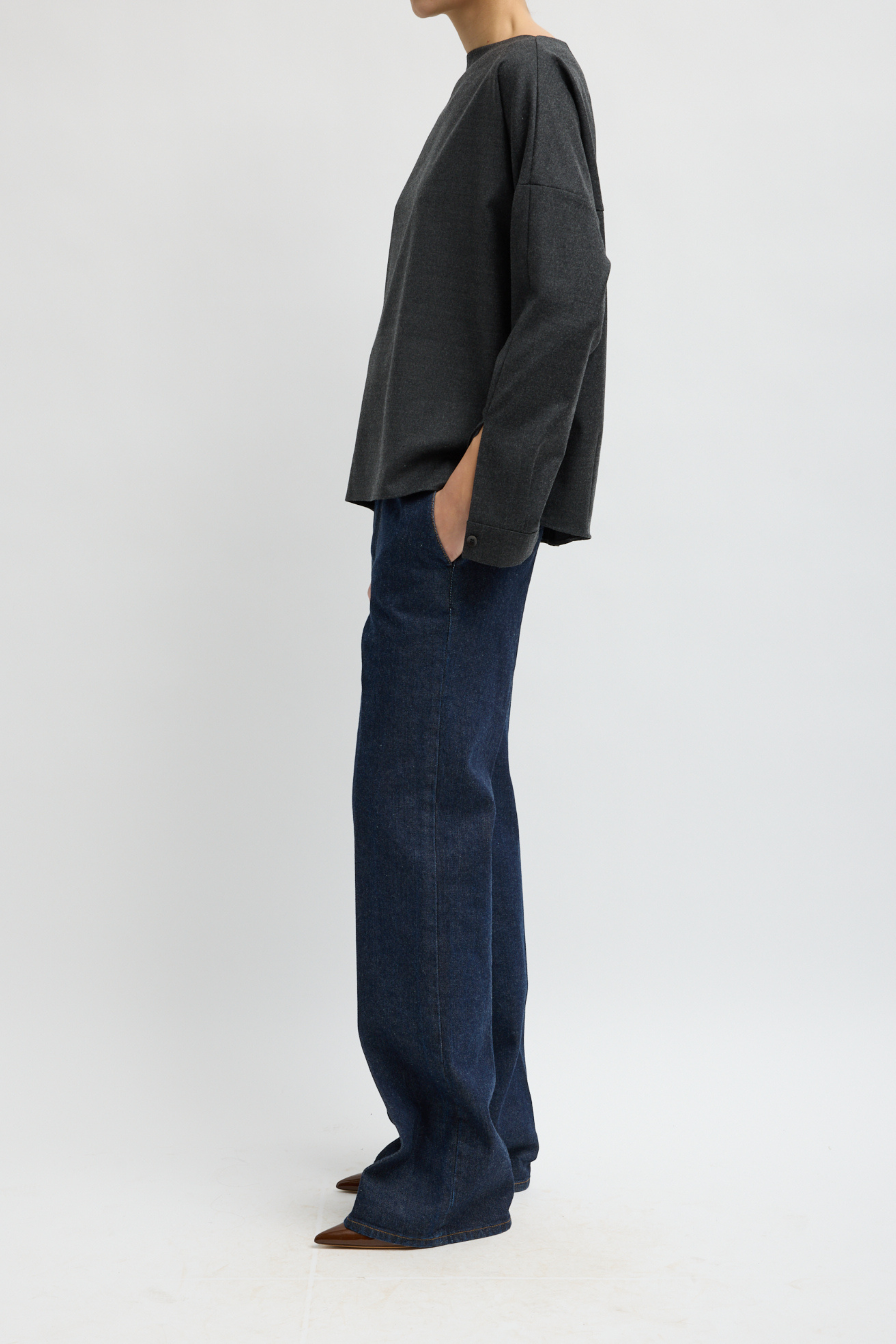 Cozy Flannel Boatneck Dolman Sleeve Top