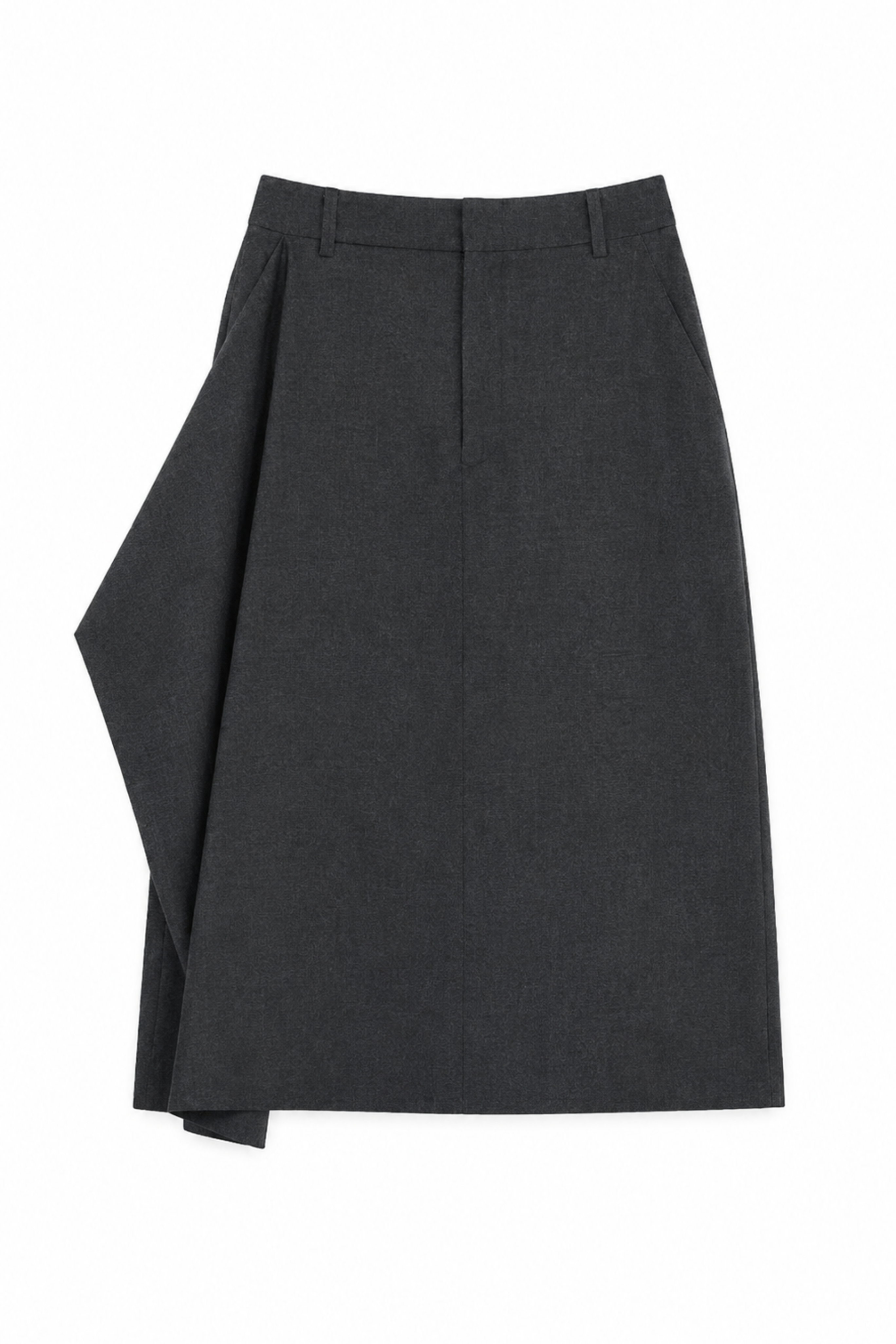 Cozy Flannel Midi Trouser Skirt With Side Drape