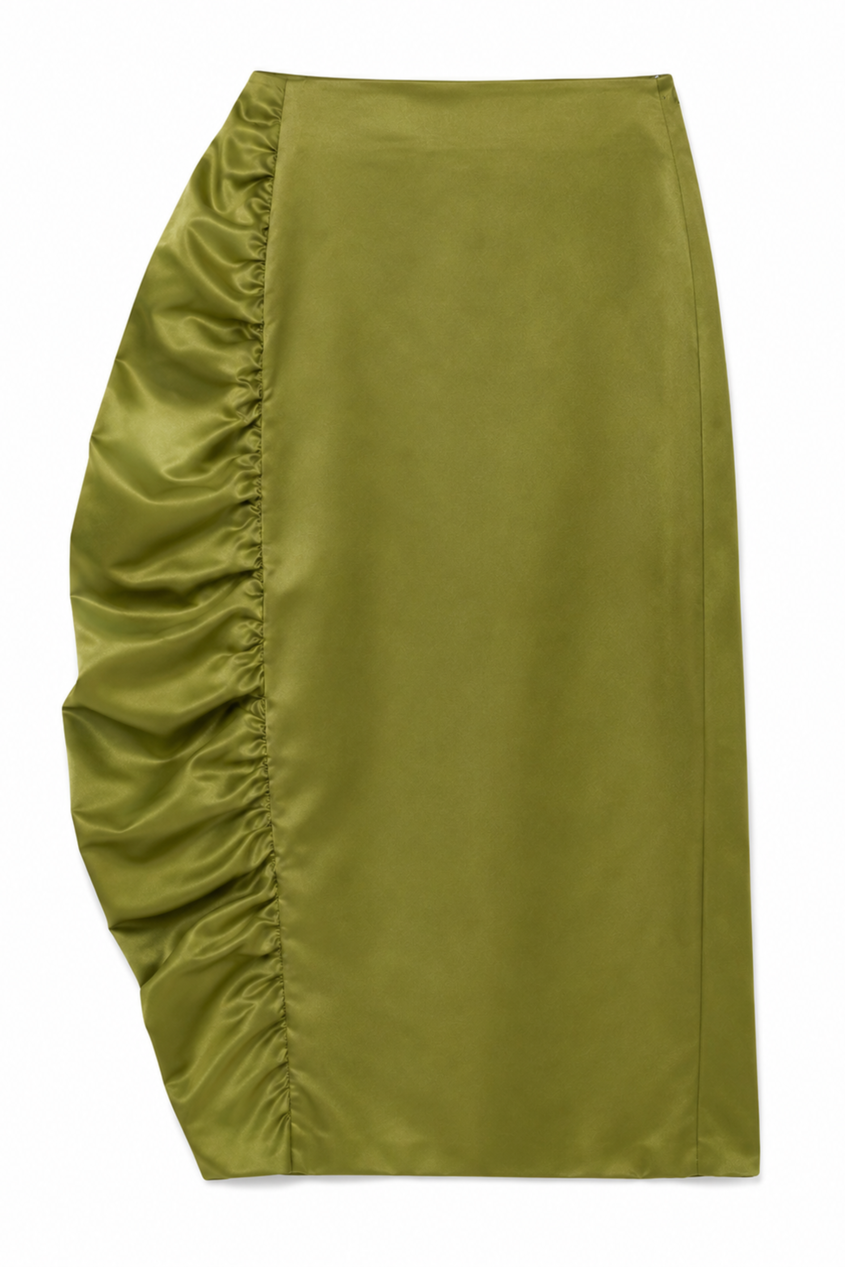 Tech Satin Side Ruffle Skirt