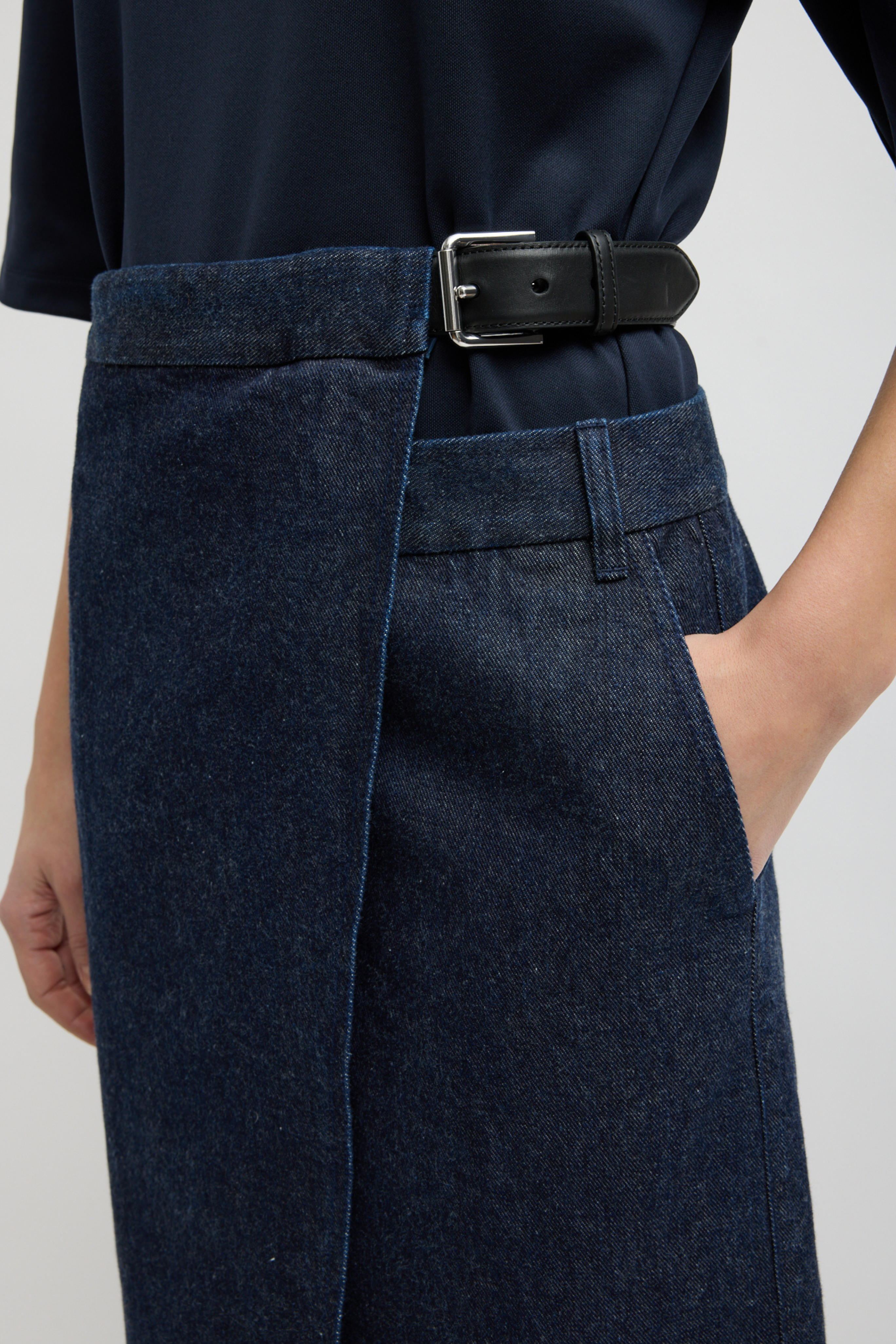 Indigo Denim Double Apron Skirt