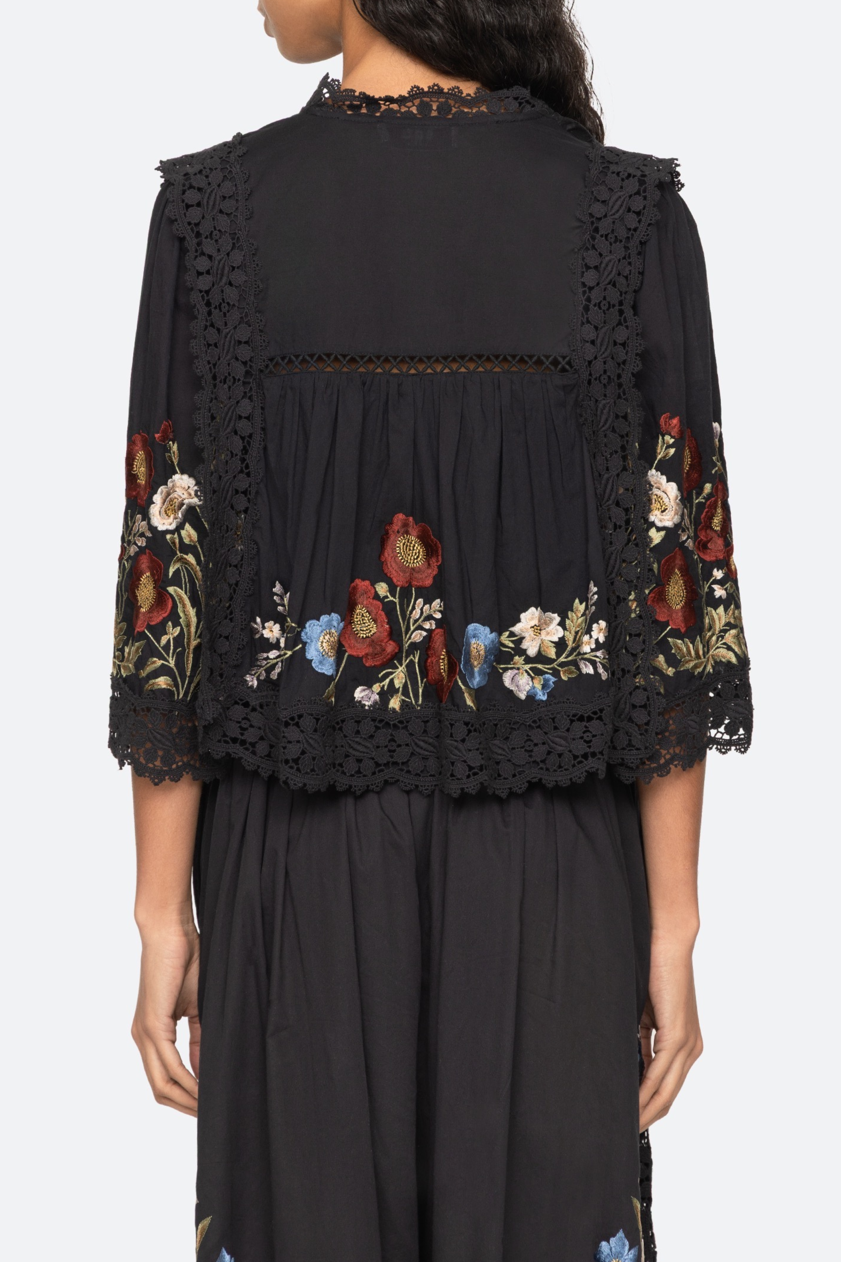 Ruwa Embroidered V-Neck Top