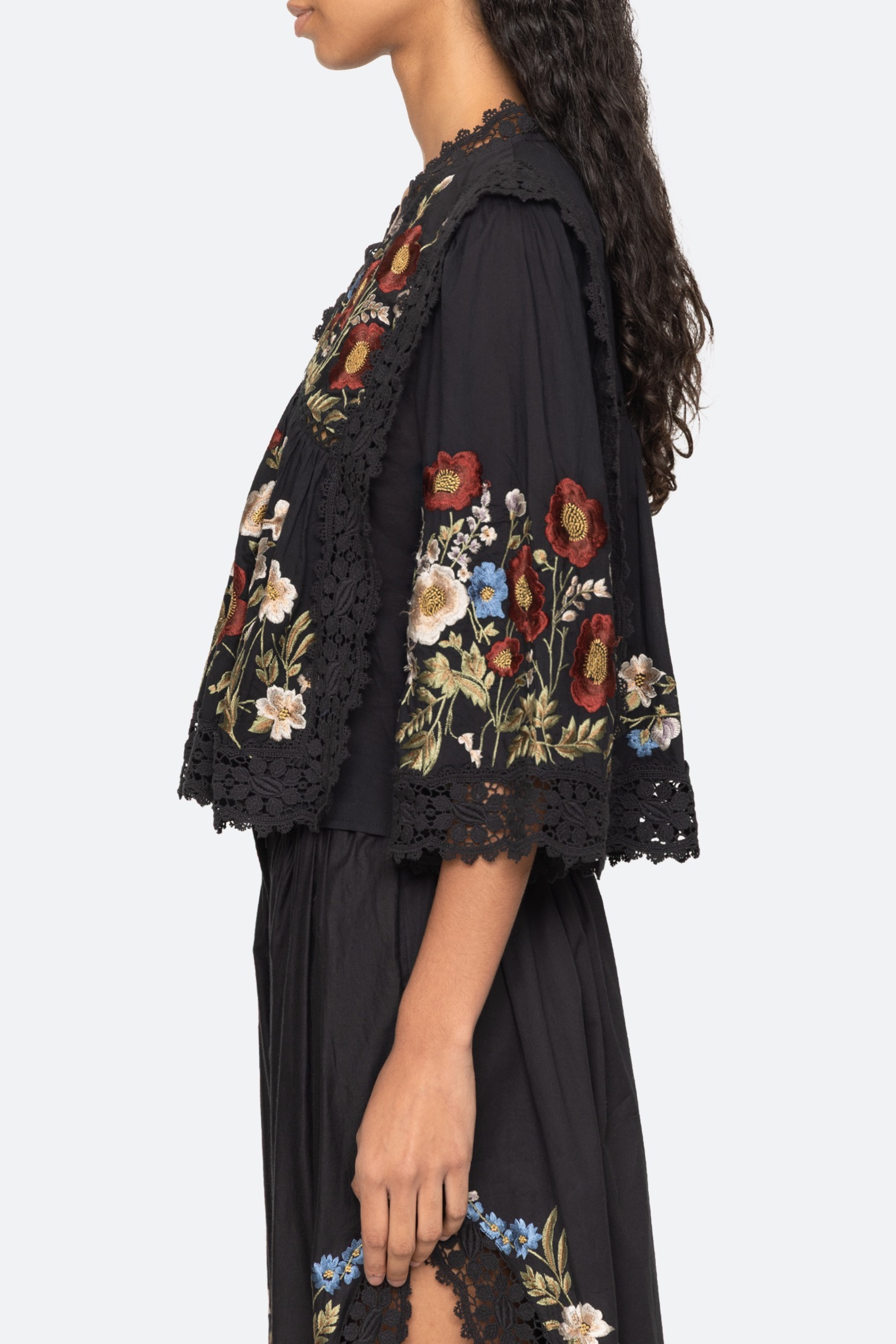 Ruwa Embroidered V-Neck Top