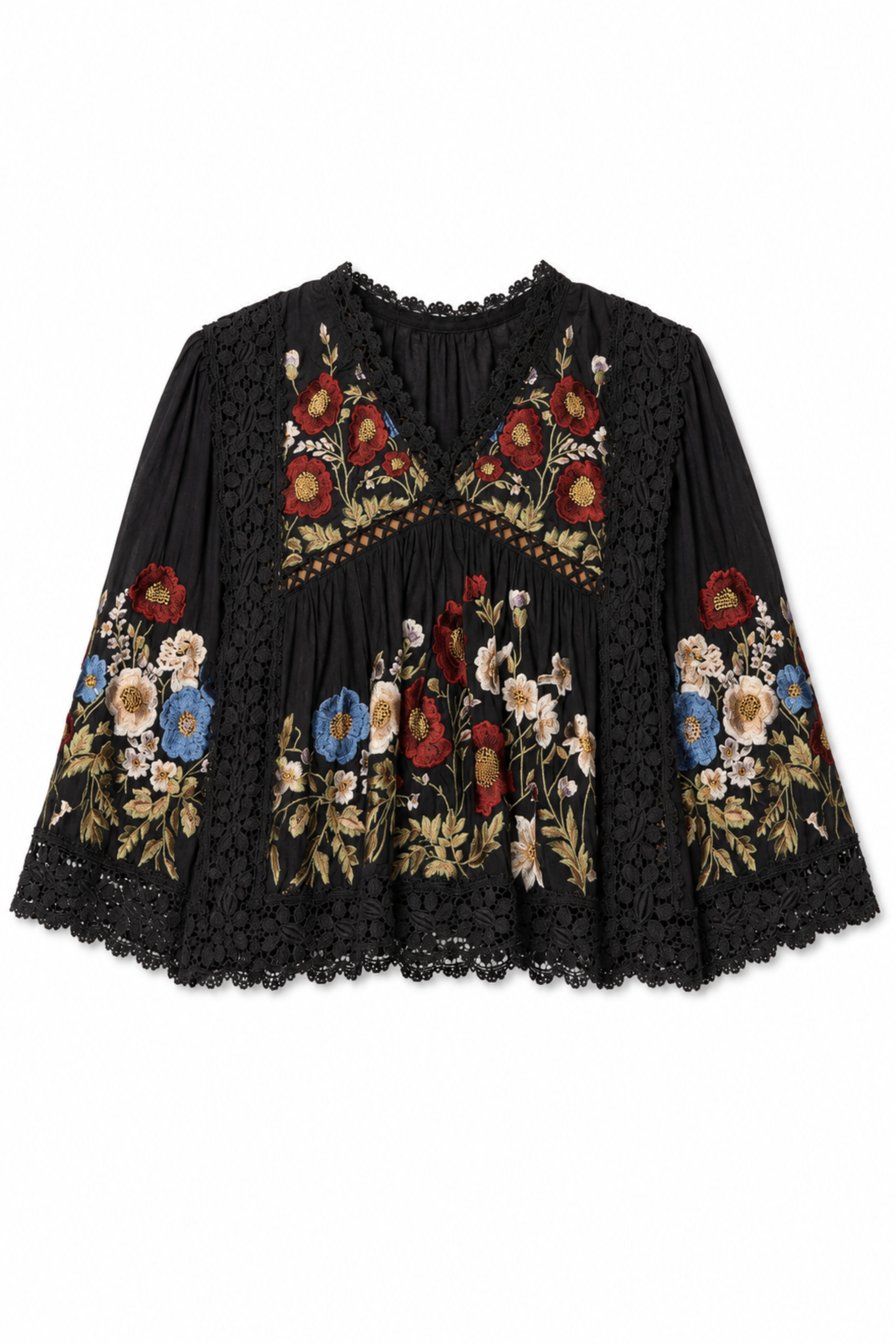 Ruwa Embroidered V-Neck Top