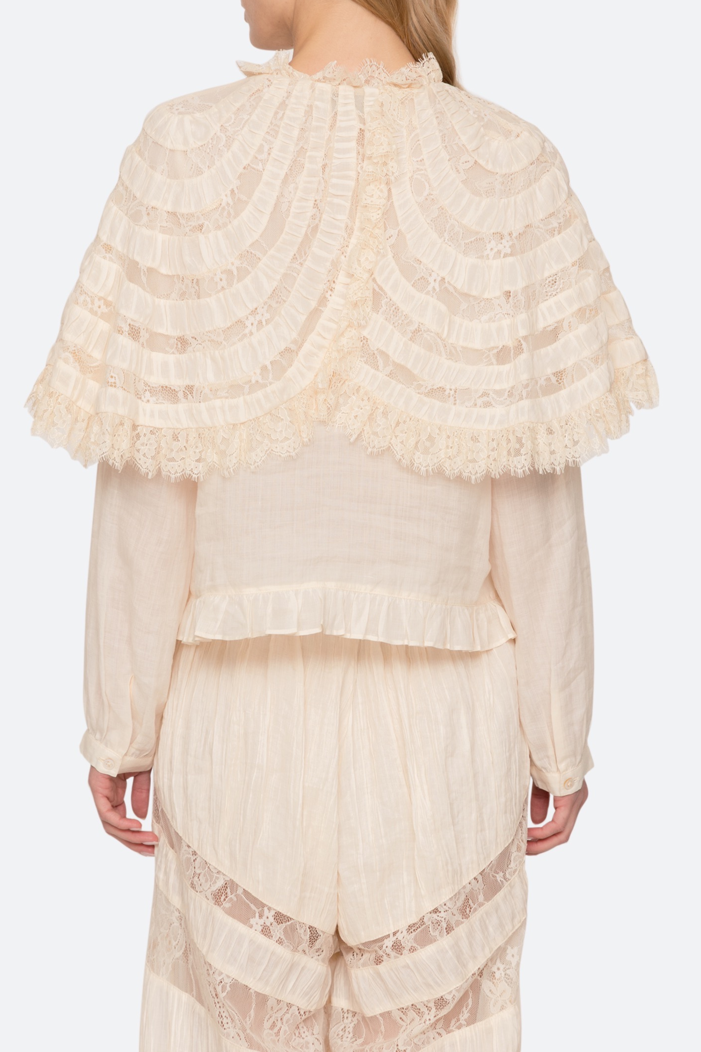 Margaret Solid Capelet Long Sleeve Top