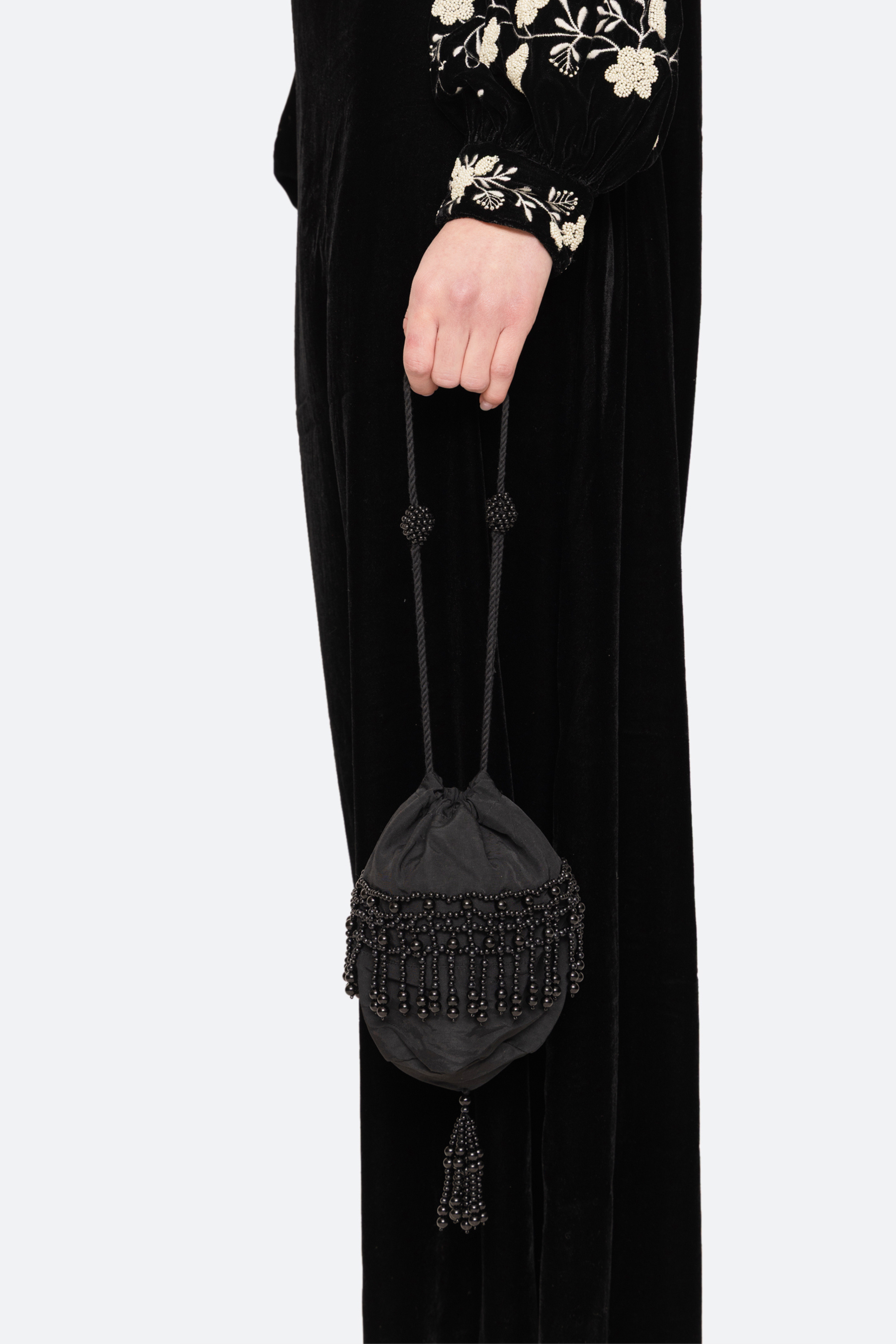 Carlotta Embroidered Pouch - Black