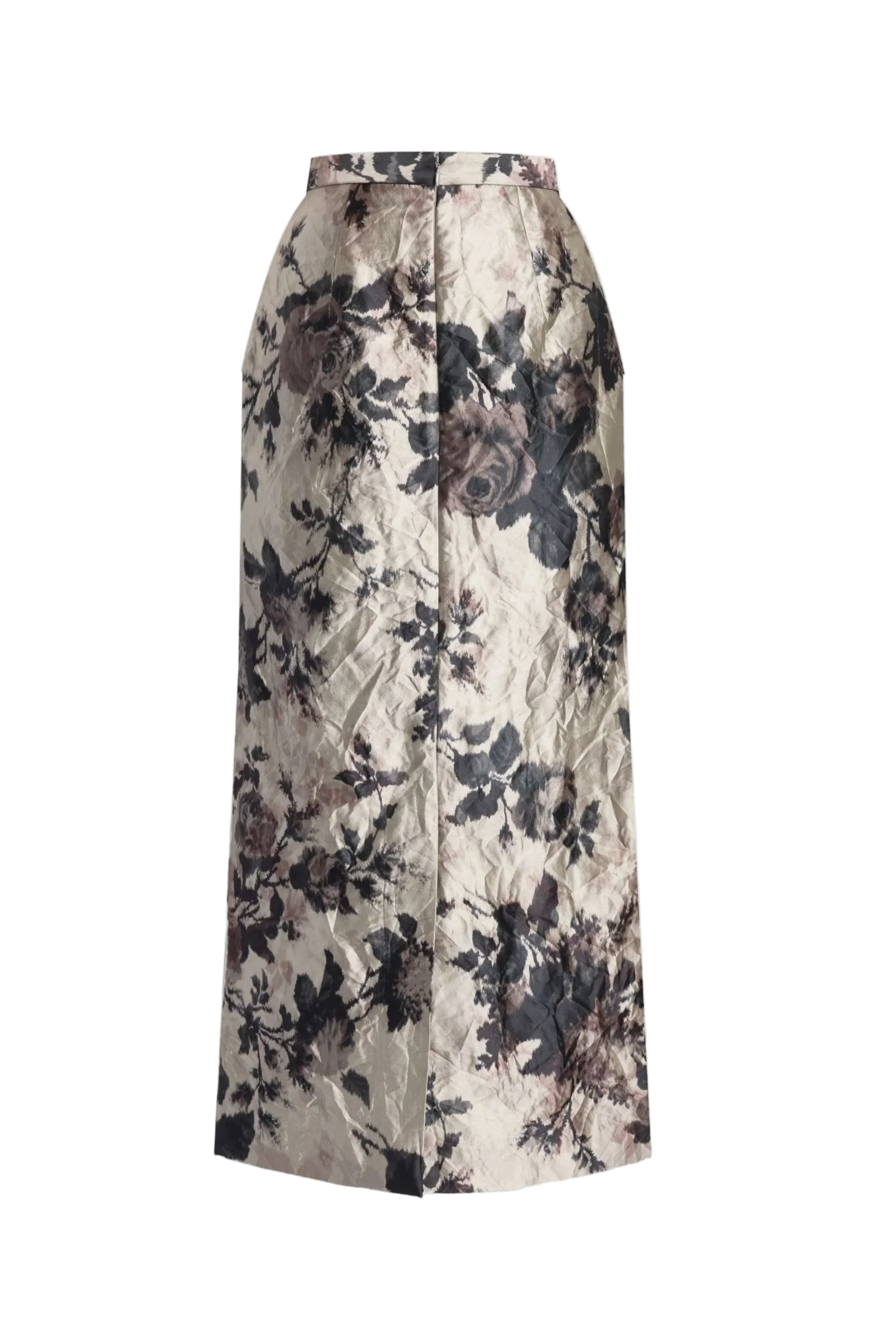 Textured Satin Pencil Midi Skirt