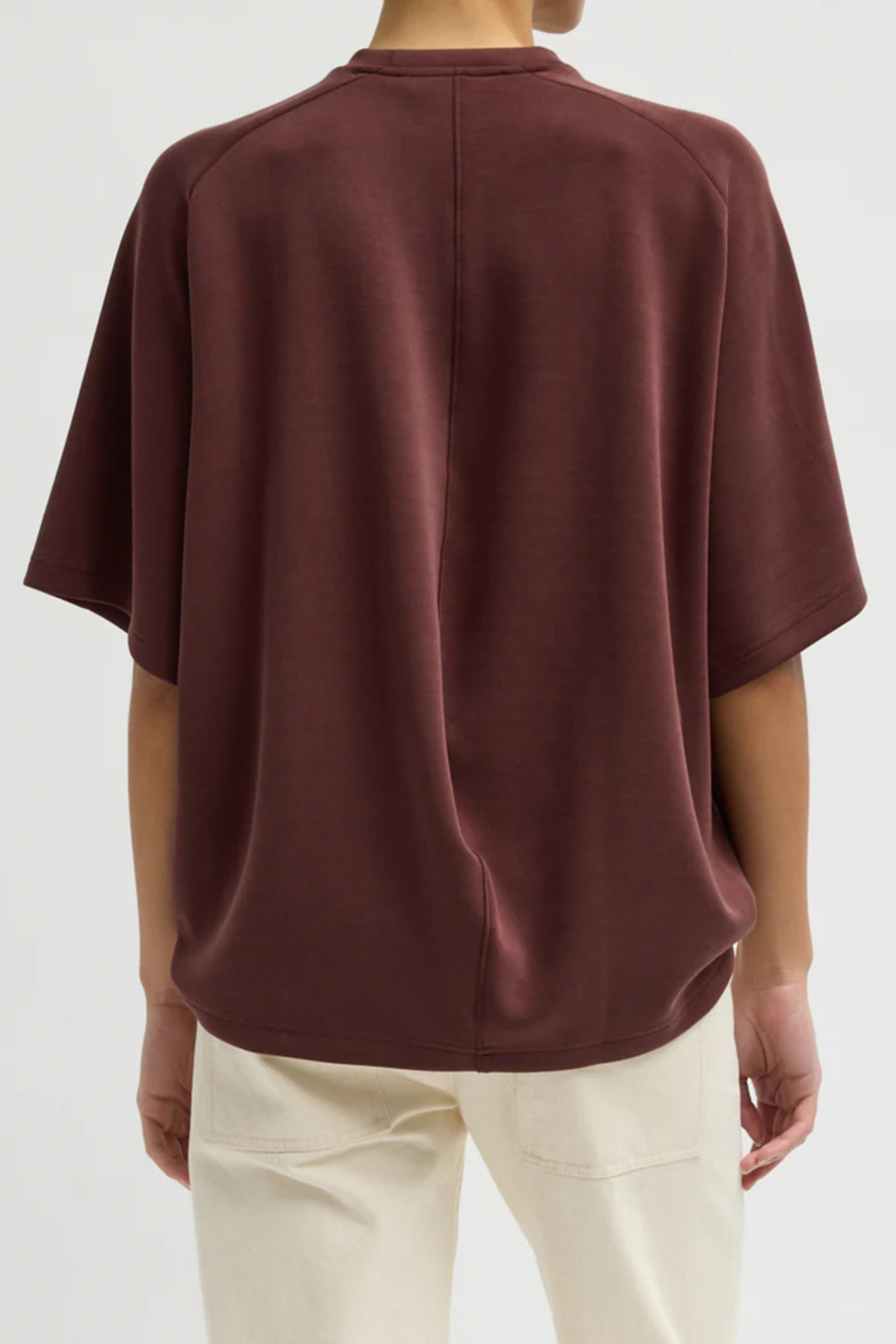Feather Weight Viscose Neoprene Baseball T-shirt - Bordeaux
