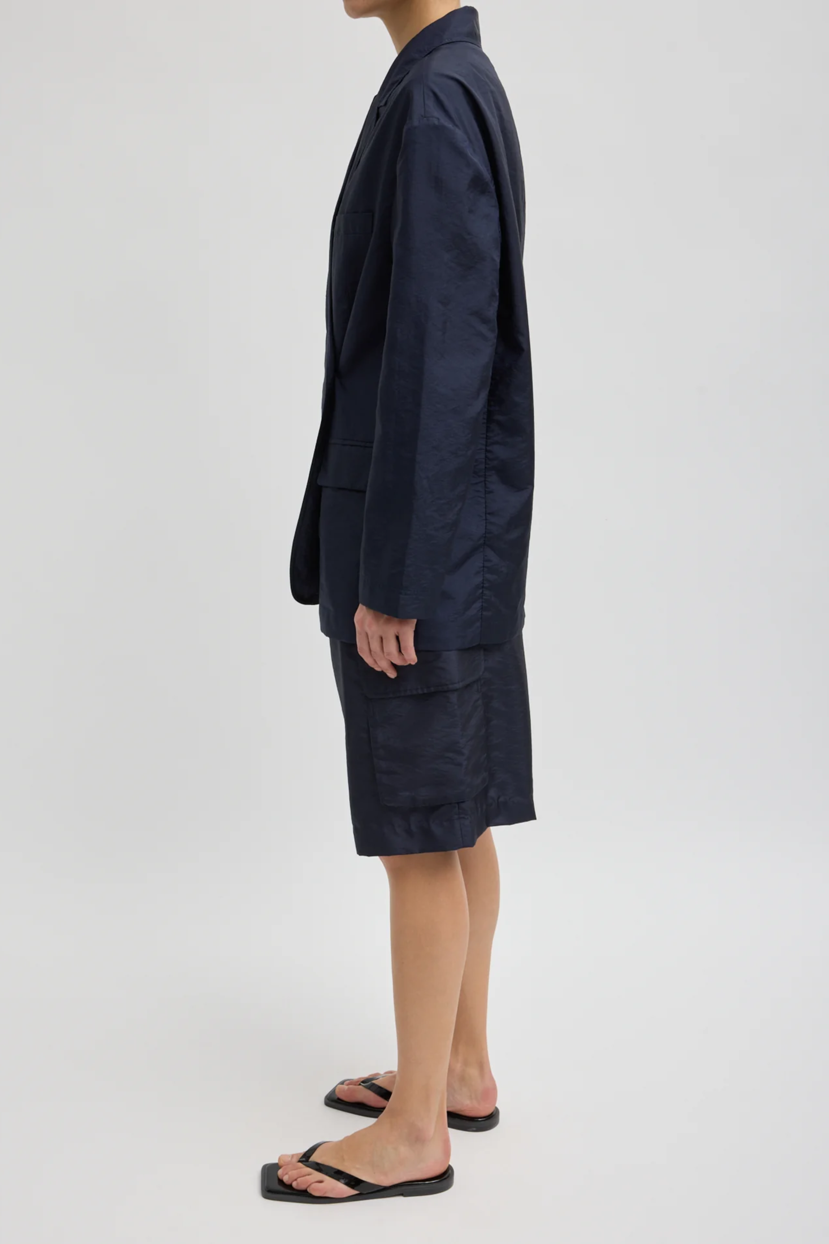 Crispy Nylon Liam Blazer - Navy