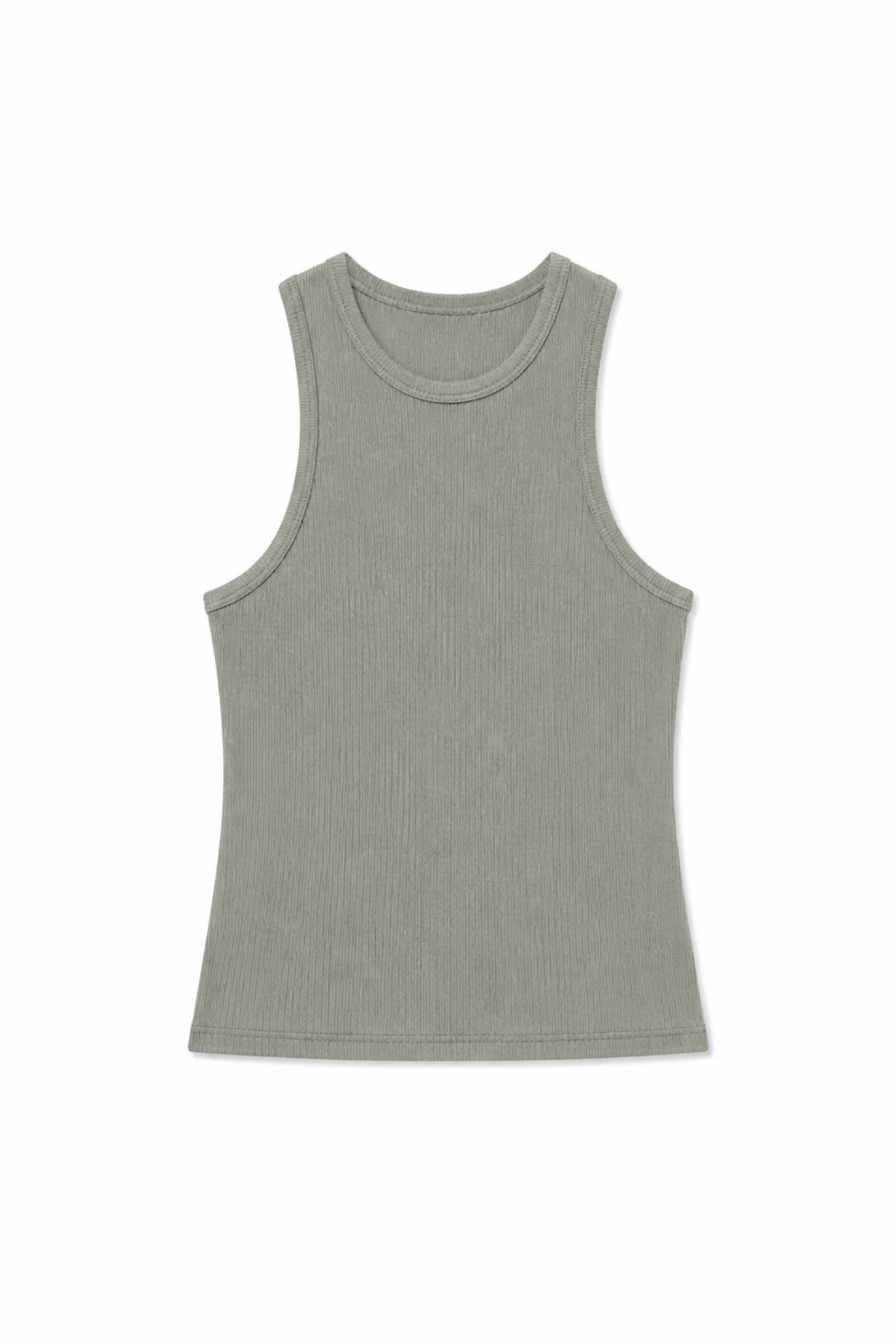 Circular Fine Rib T Tank - Pumice Grey