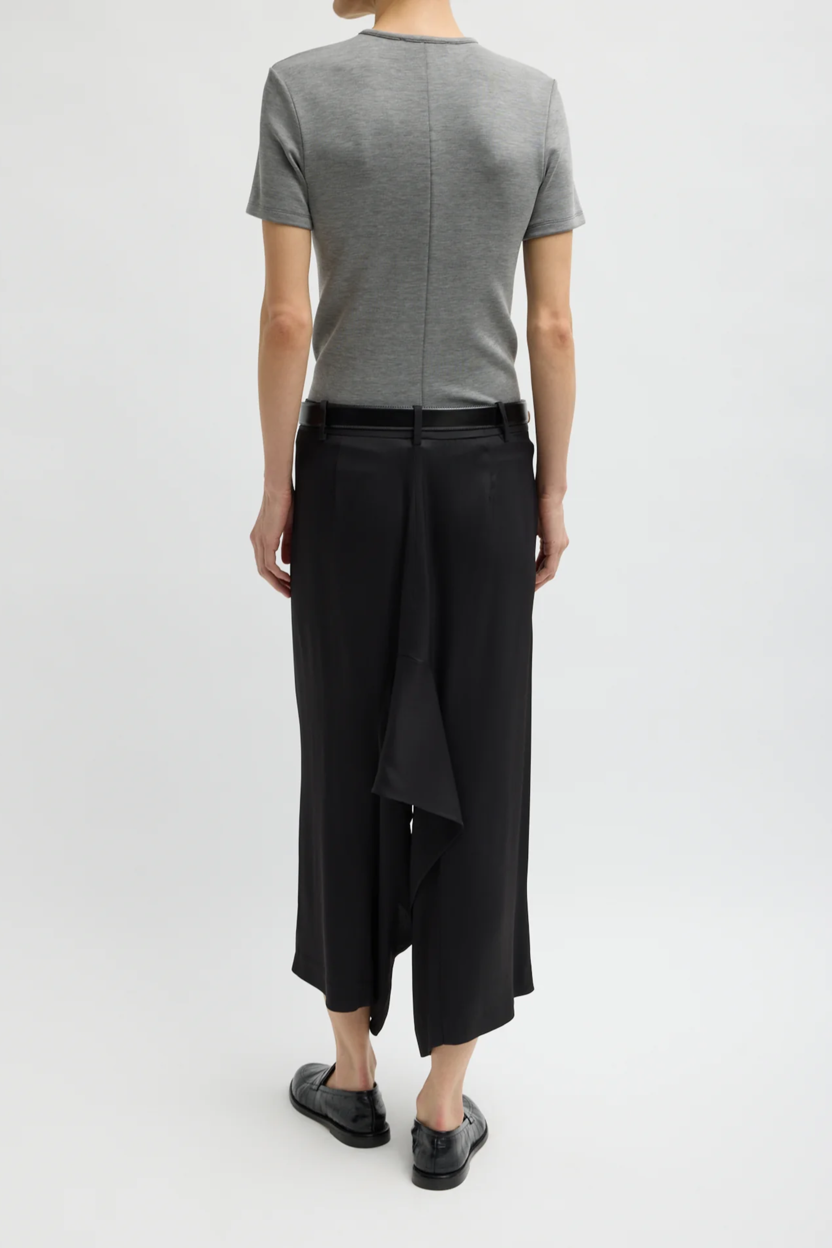 Eco Acetate Viscose Front Drape Culotte - Black