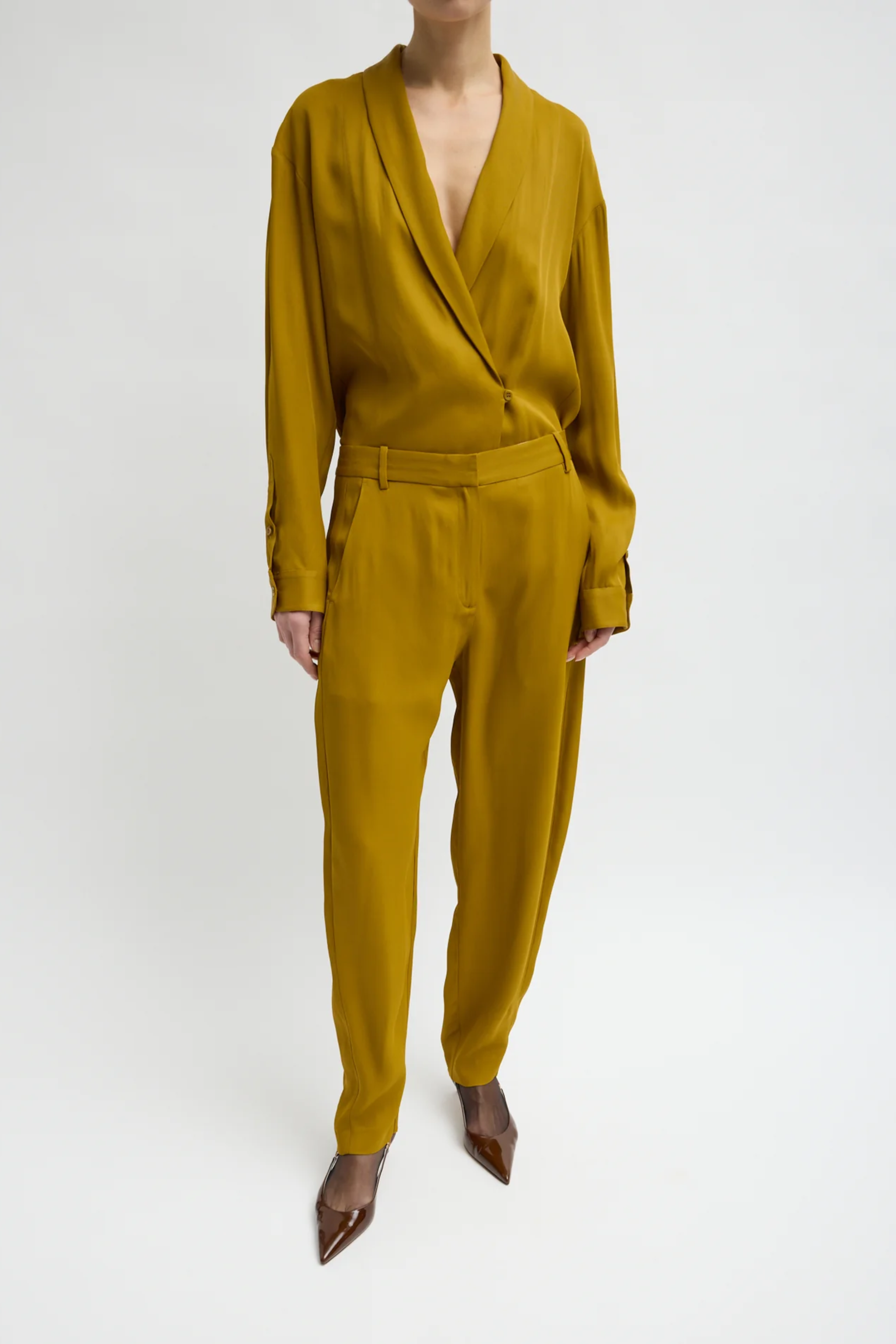 Eco Acetate Viscose Grace Trouser - Mustard