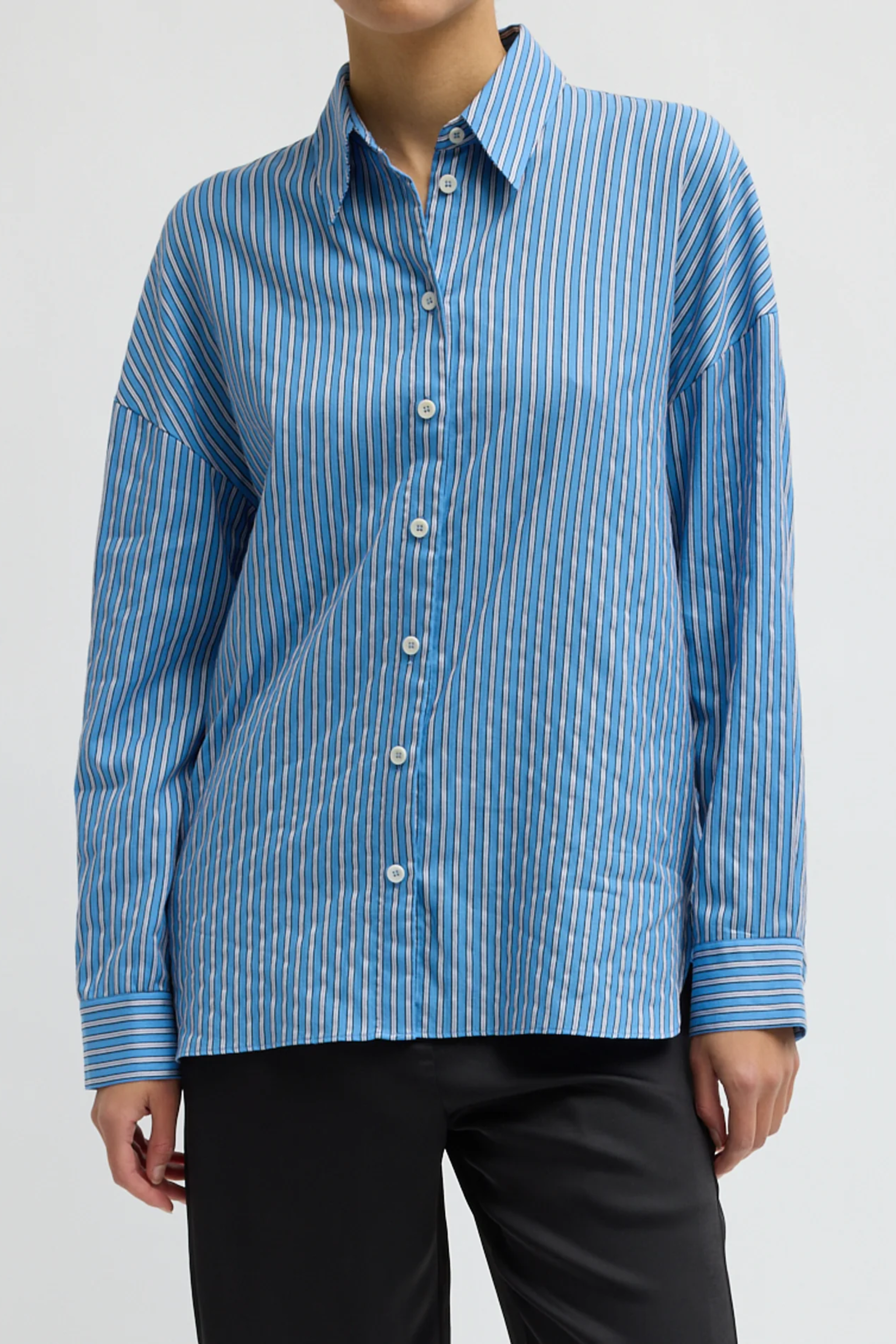 Edmund Lyocell Stripe Oversized Shirt - Blue Multi