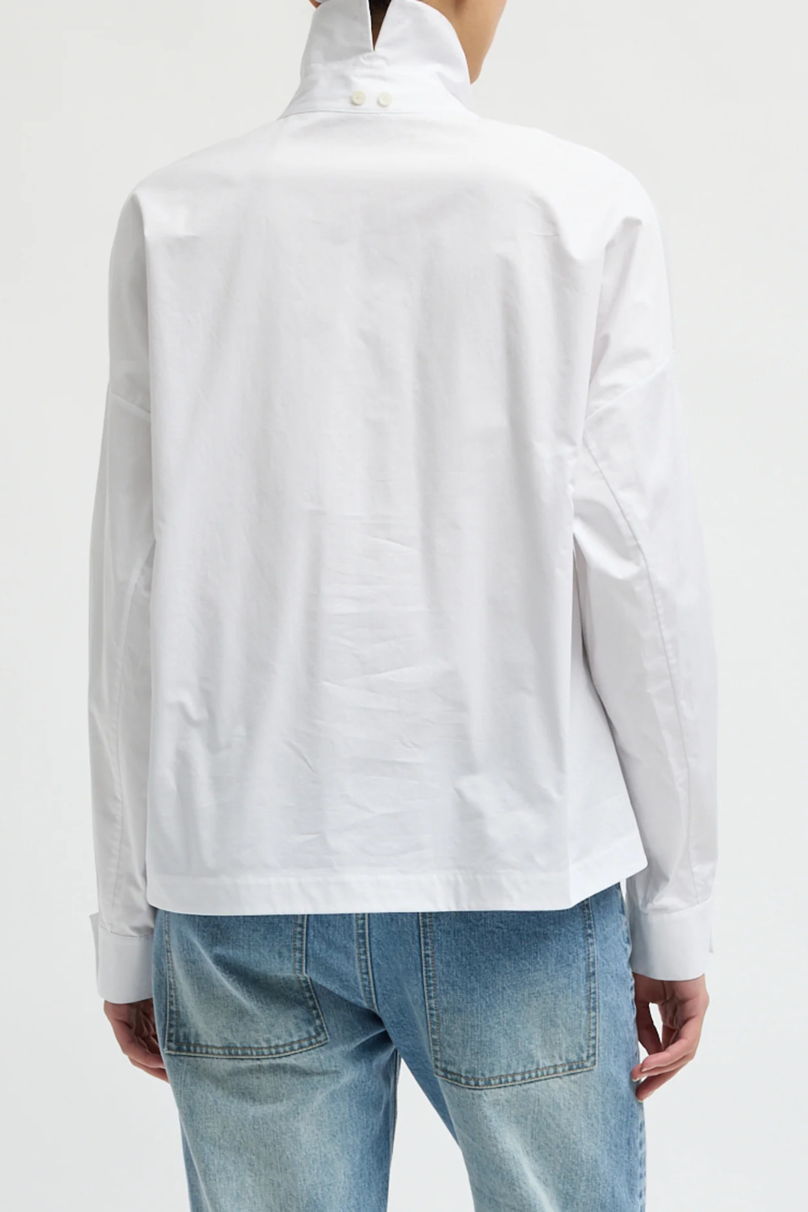 Eco Poplin Easy Shirt With Flap Detail - White