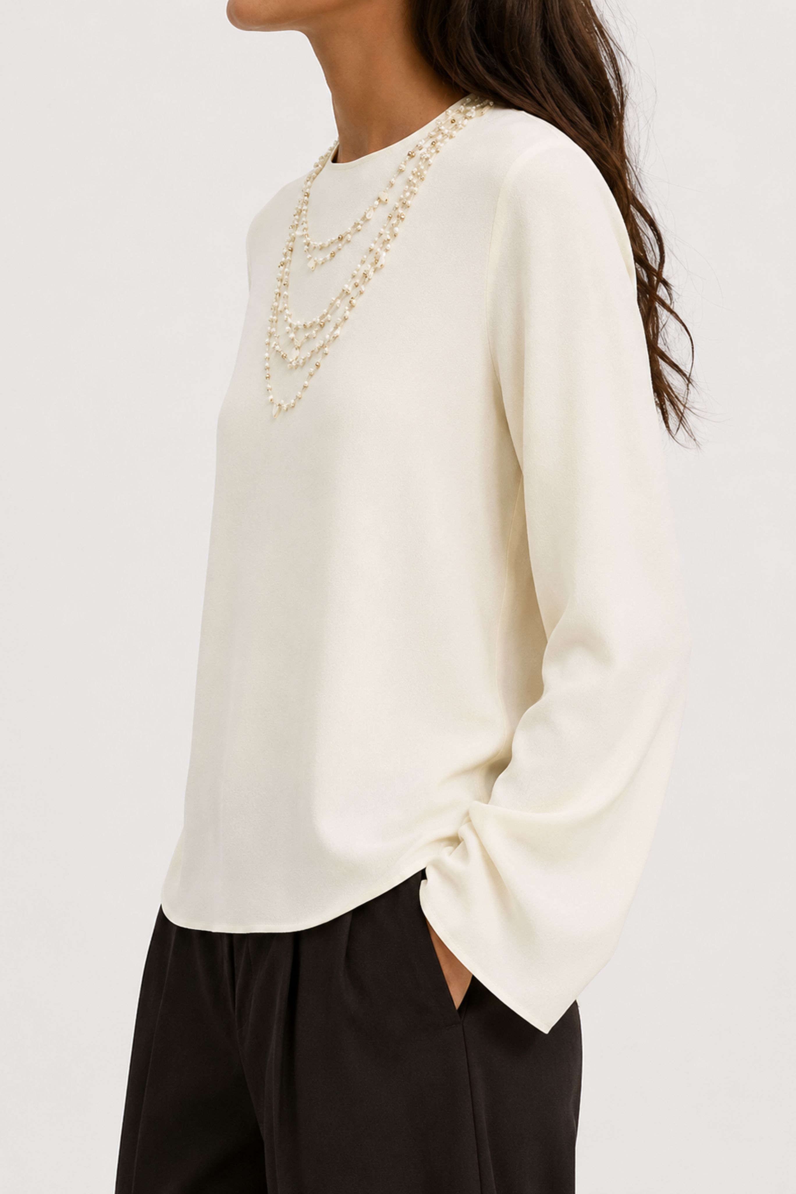 Matte Envers Satin Long Sleeve Top