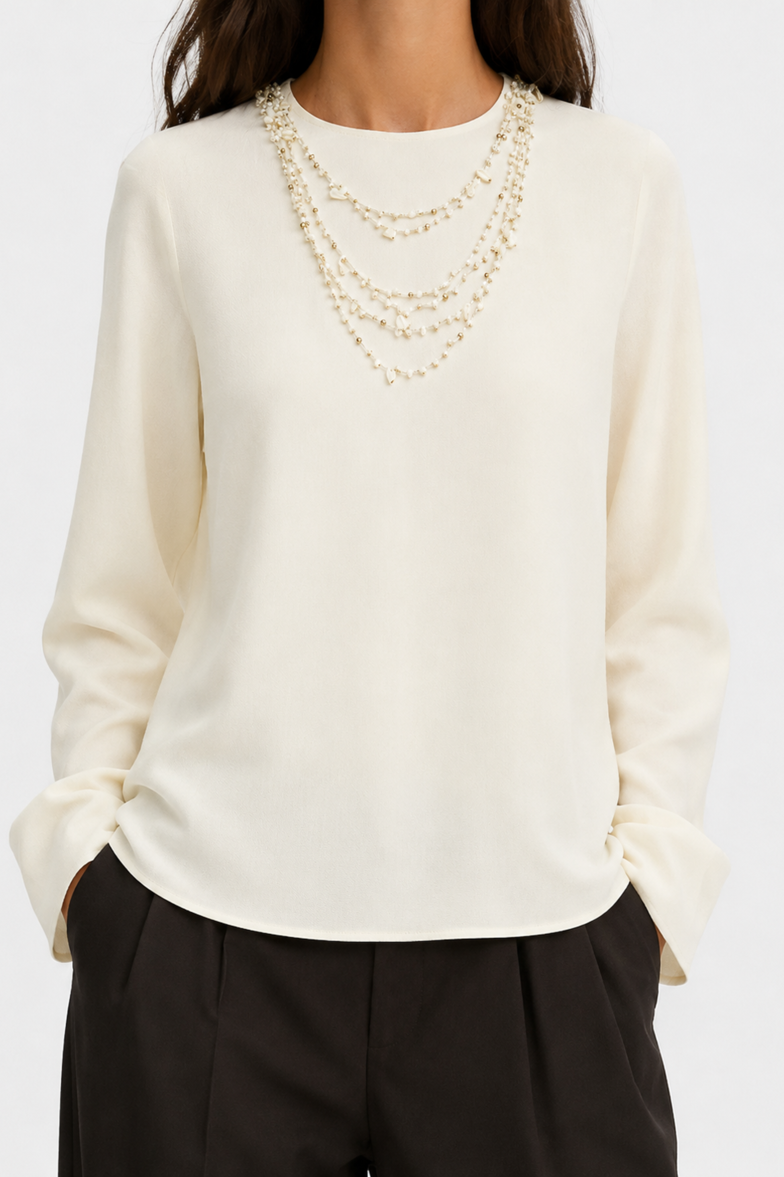 Matte Envers Satin Long Sleeve Top