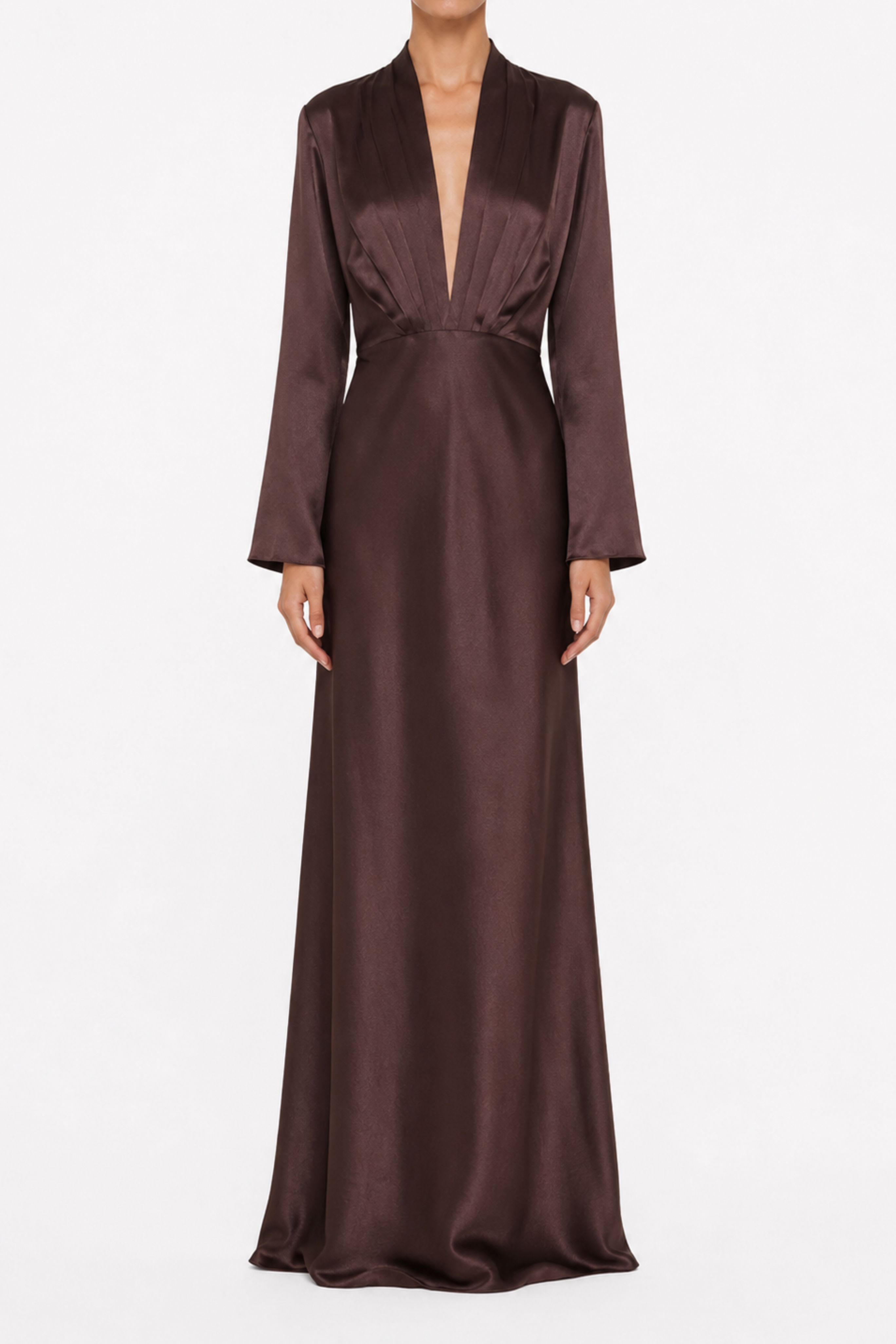 Silk Satin Deep V-Neck Dress