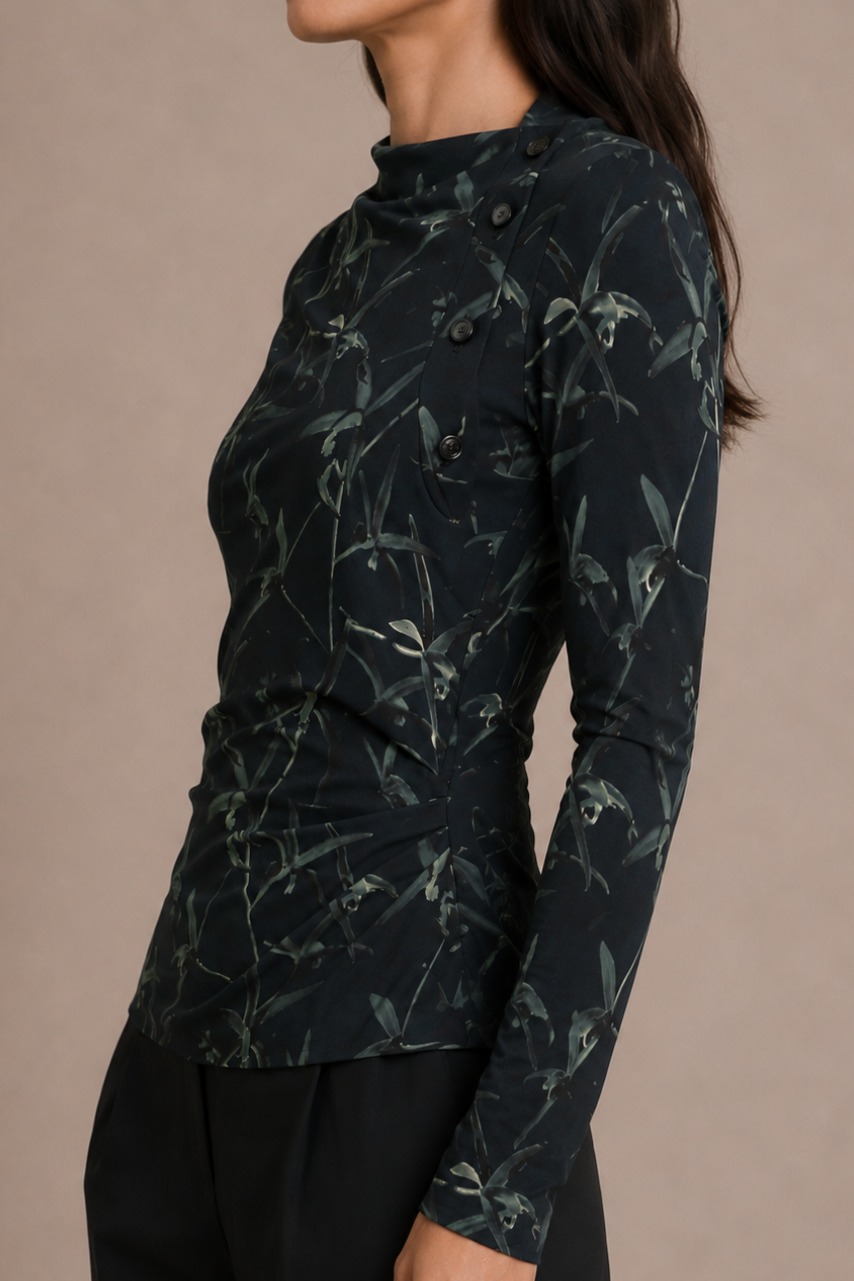 Anais Top in in Printed Stretch Cady