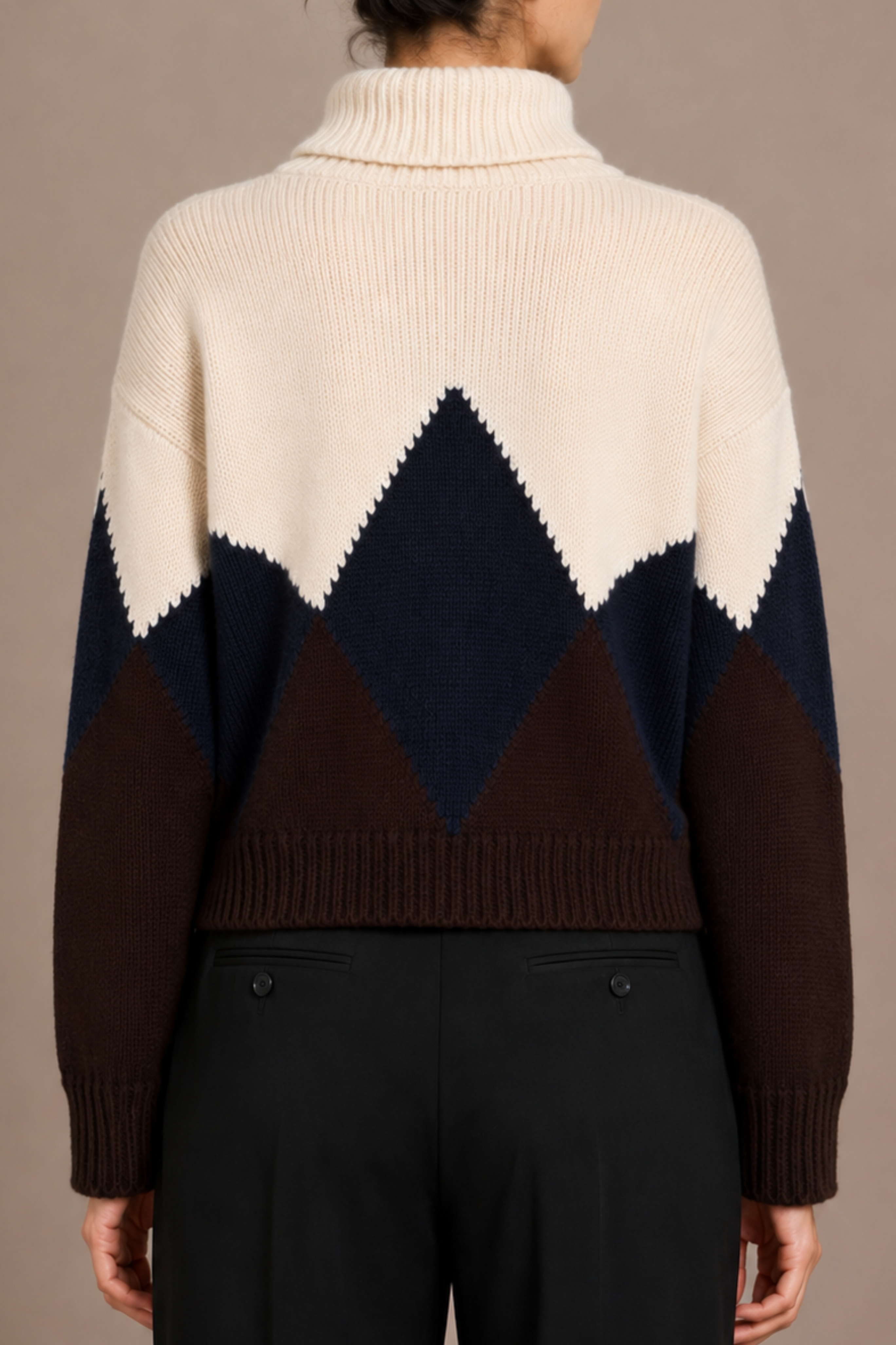 Oren Intarsia Turtleneck in Cashmere Wool
