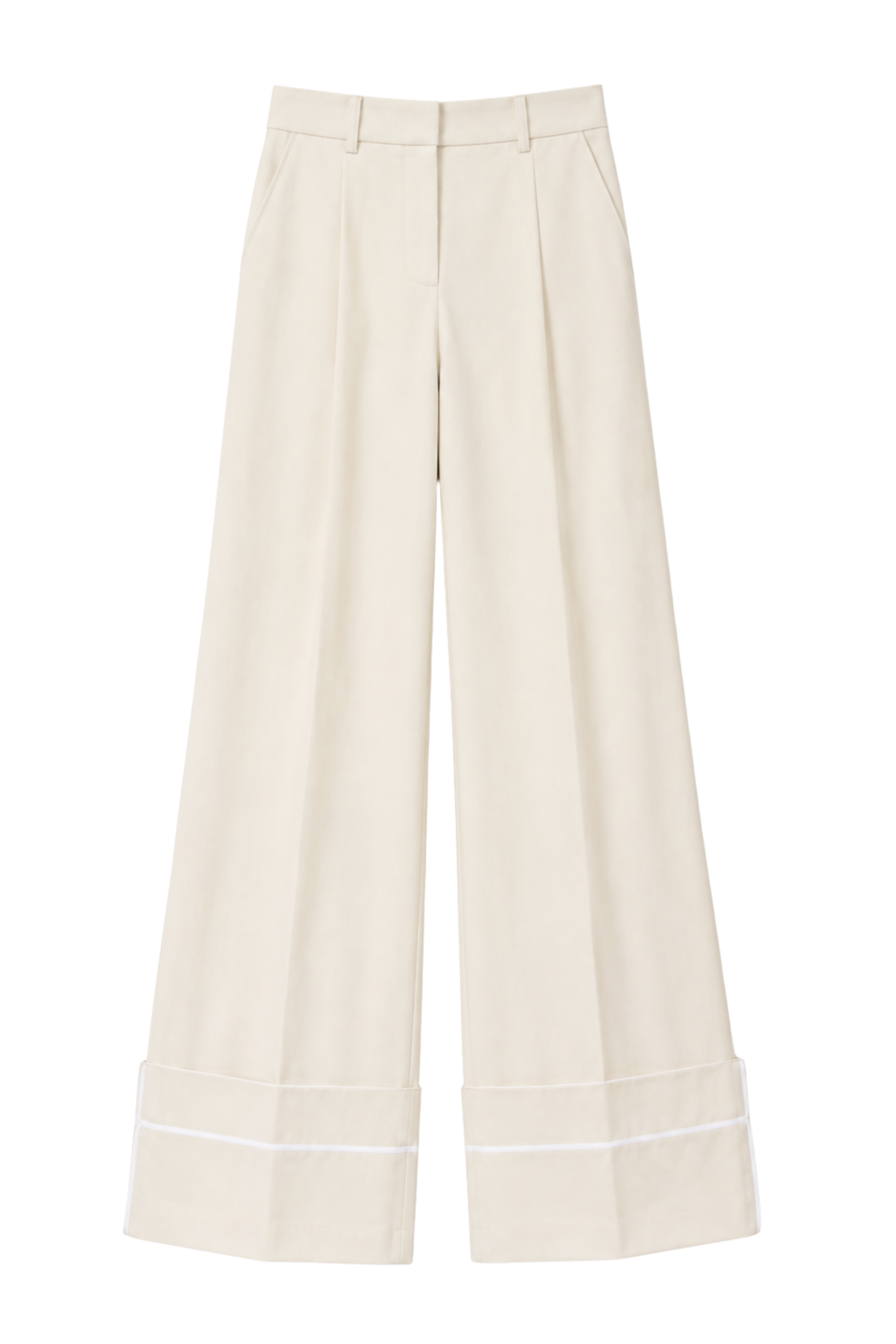 The Cuffed Raw Denim Wide Leg Pleated Trouser