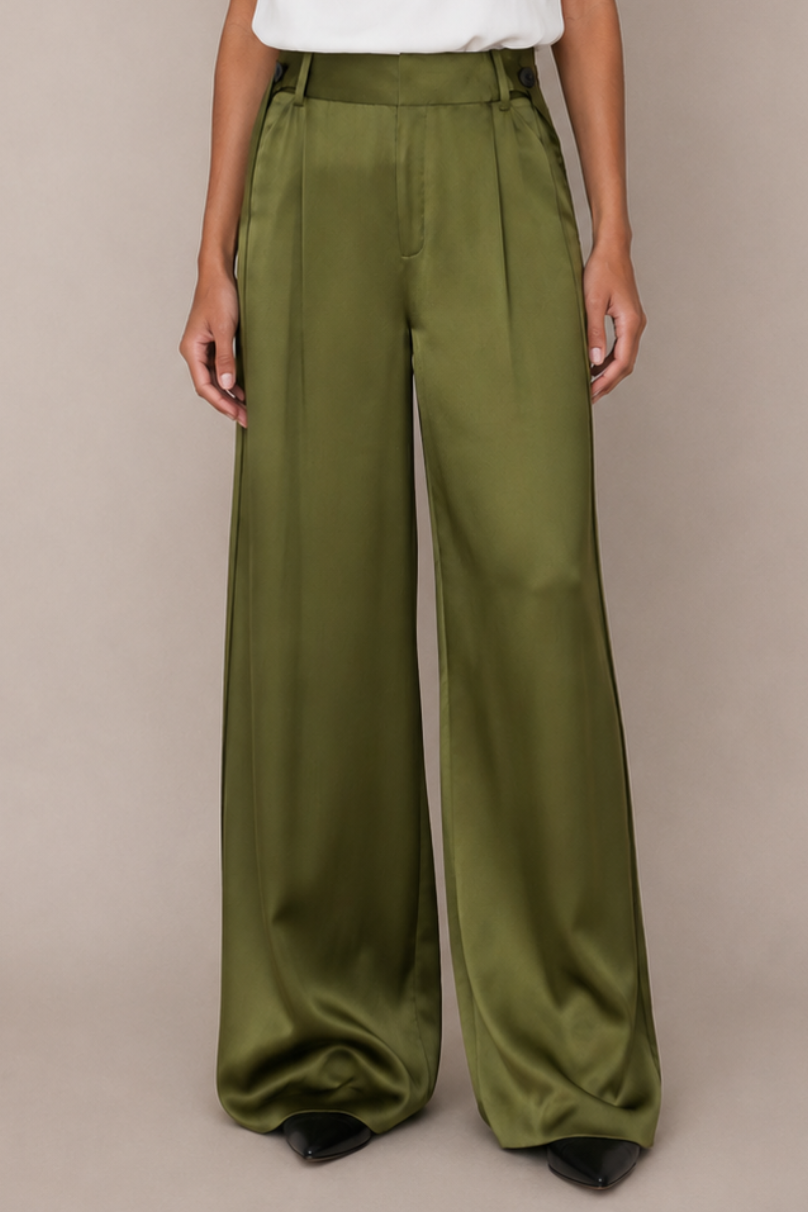 Liquid Silk Trousers - Olive