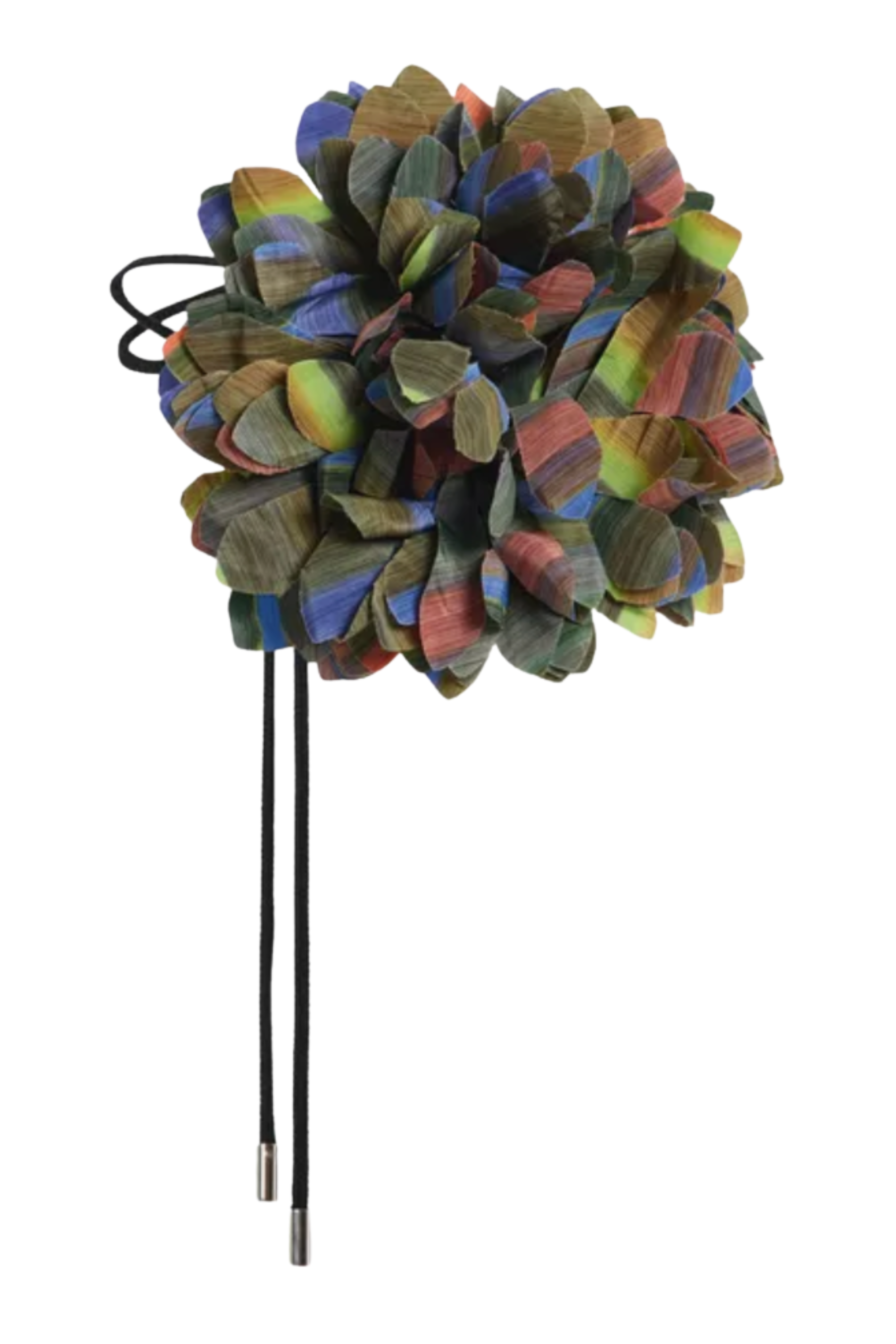 Louie Stripe Big Flower Brooch With Cord