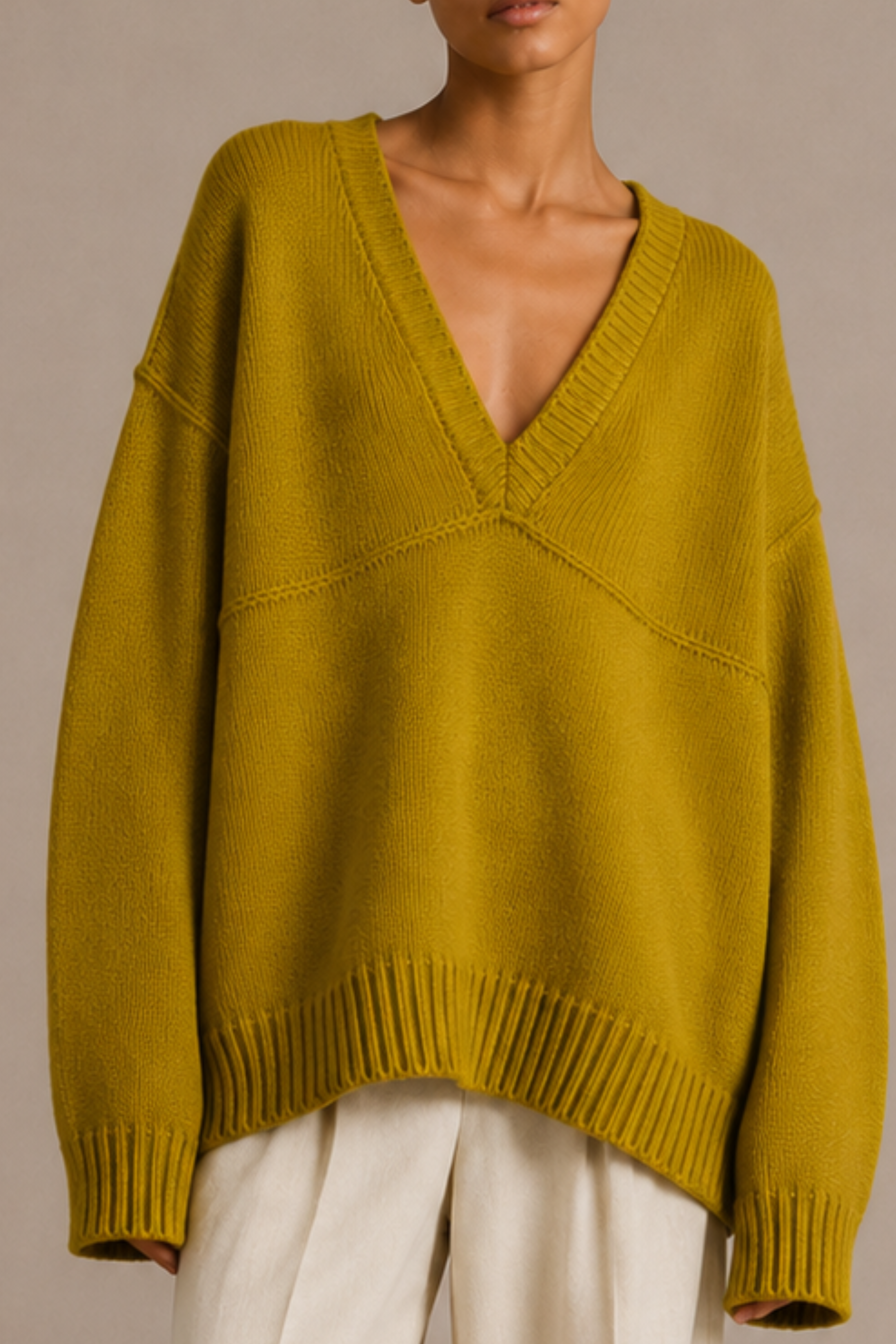 Alpaca Oversized V-Neck Sweater