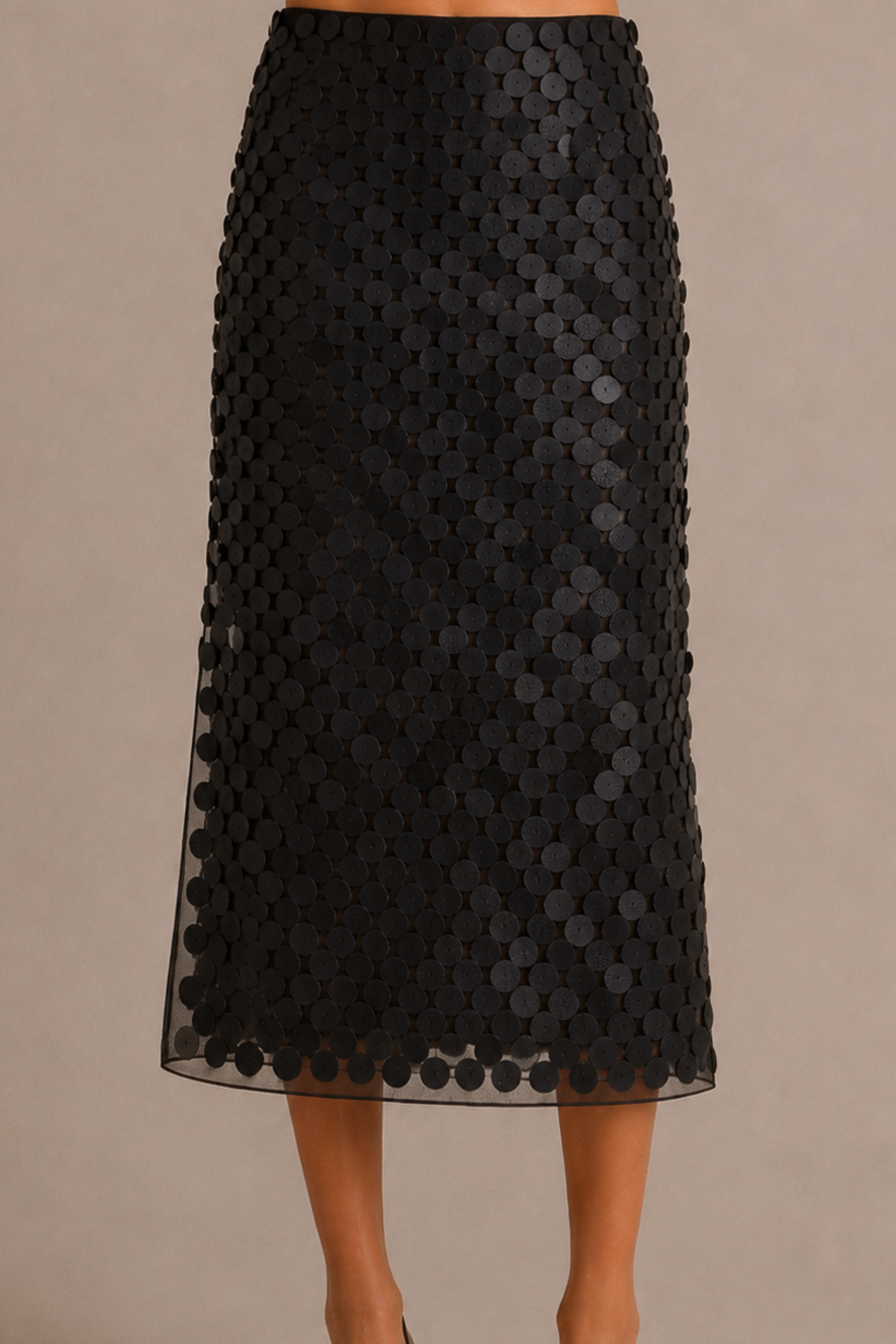 Demi-Couture Reconstituted Leather Paillette Skirt