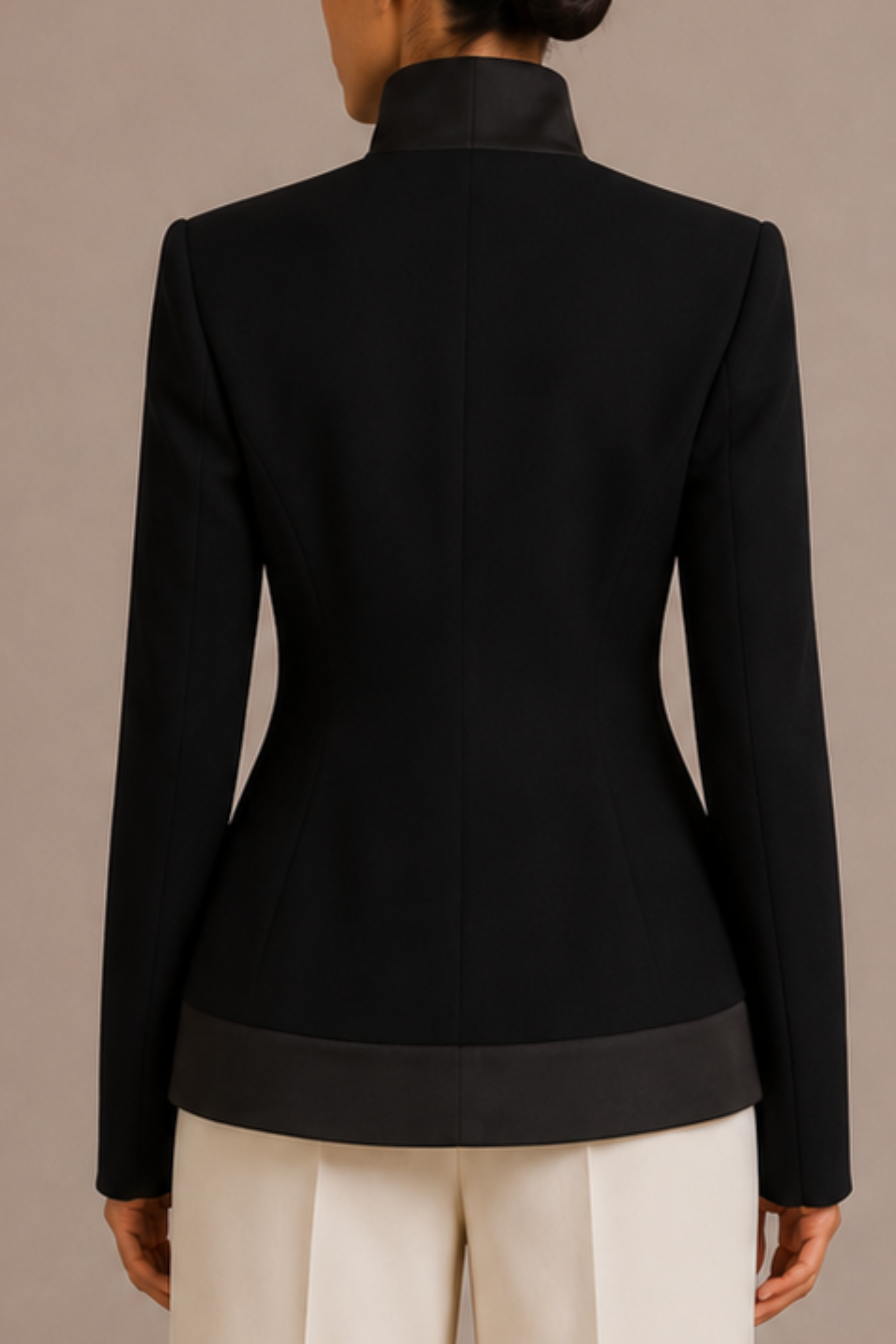 Bouclé Curved Lapel Jacket