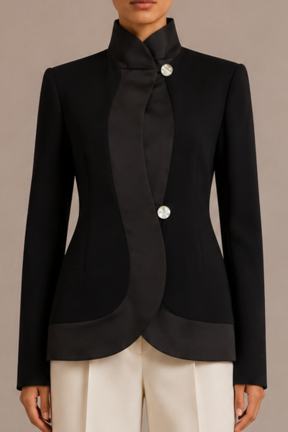 Bouclé Curved Lapel Jacket