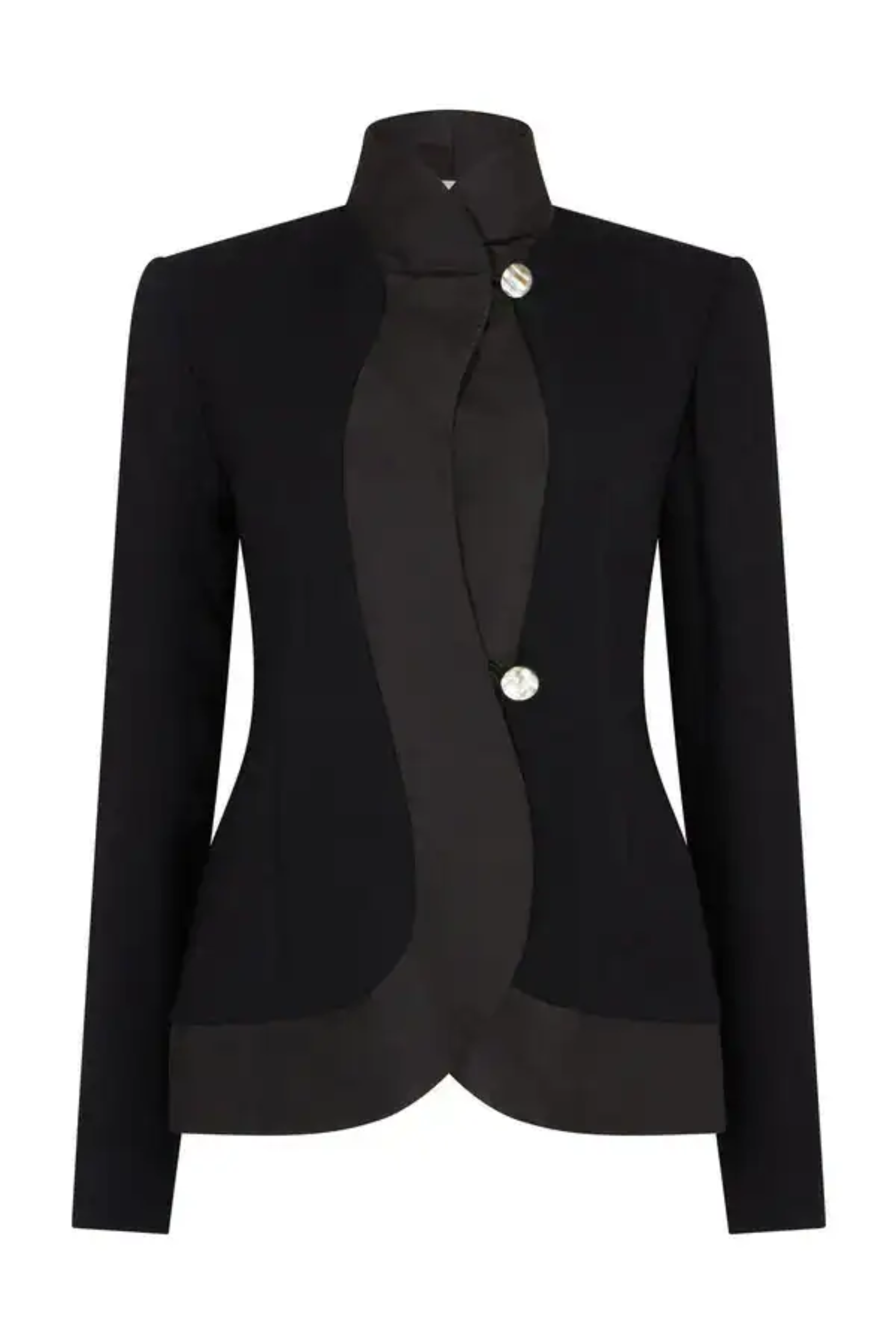 Bouclé Curved Lapel Jacket