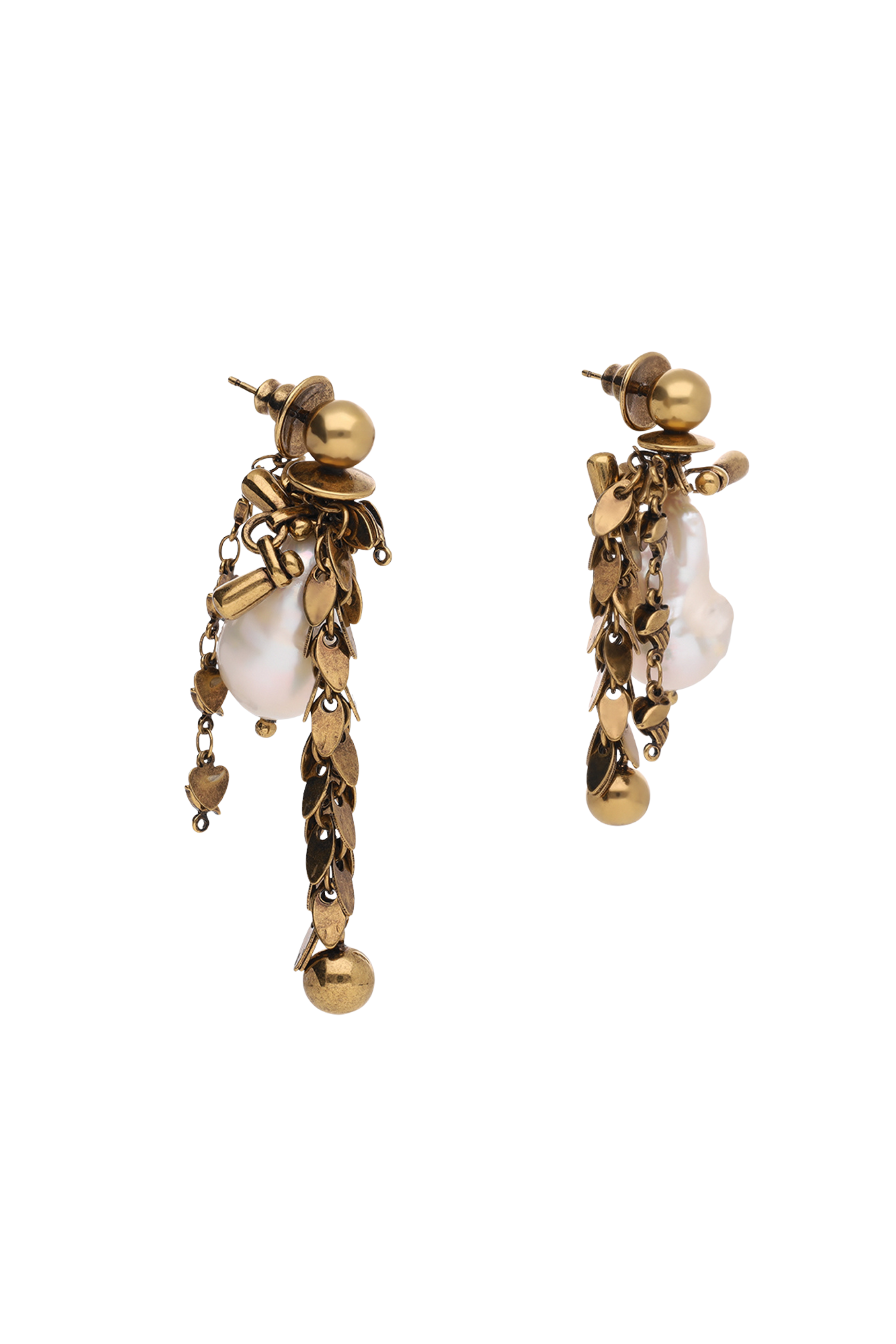 Pearl & Brass Earrings