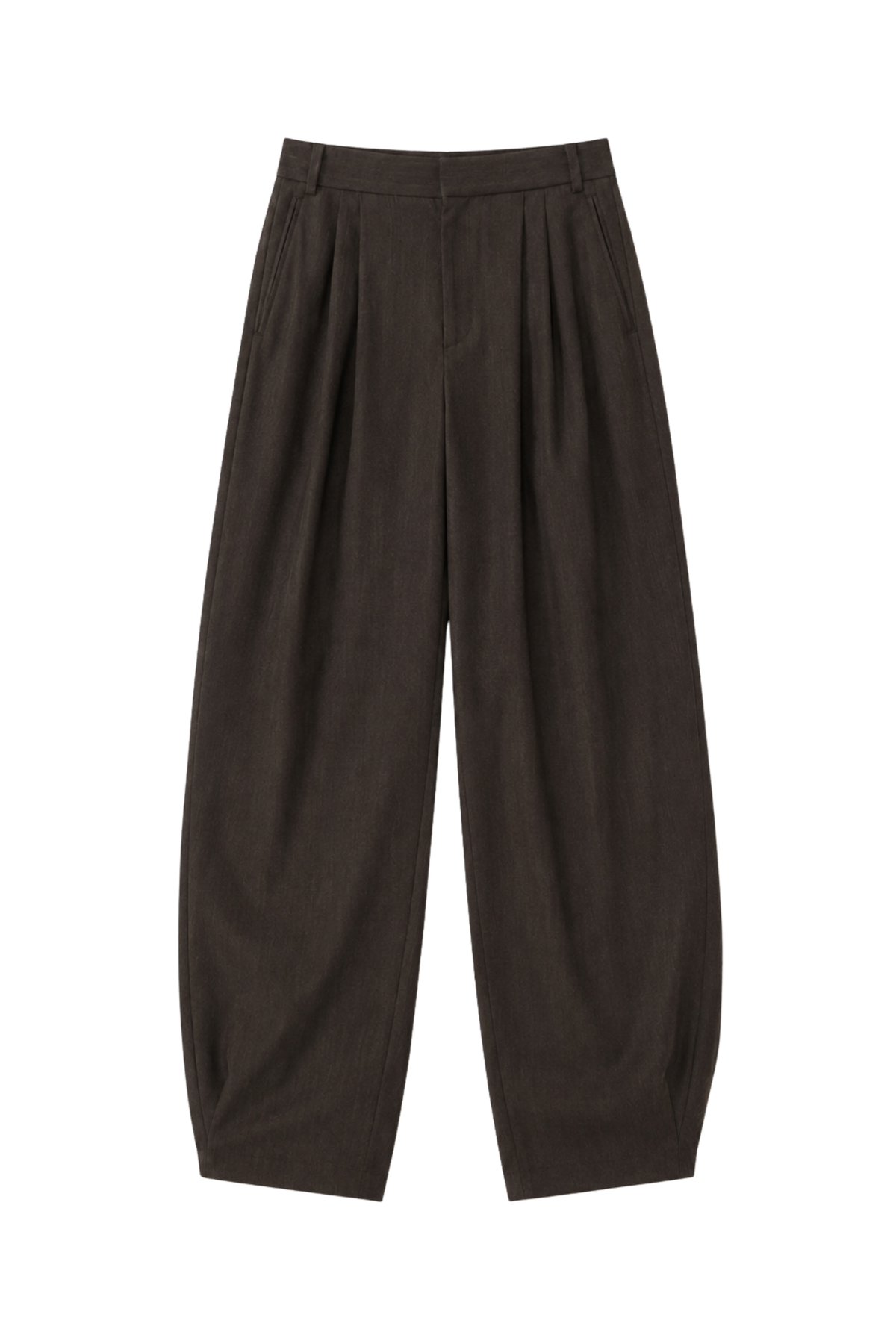 Herringbone Suiting Side Drape Pleated Pant