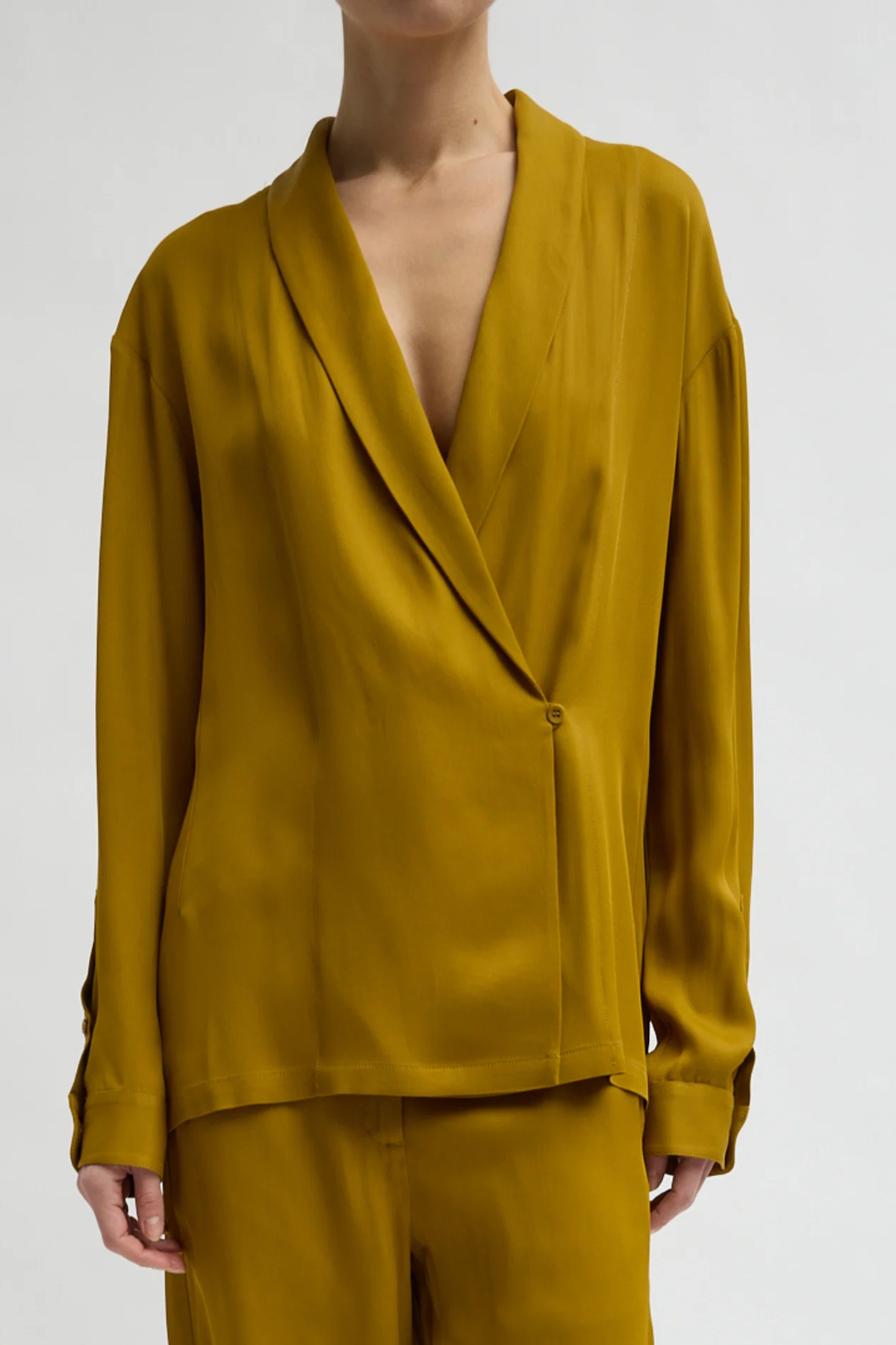 Eco Acetate Viscose Wrap Shirt Jacket