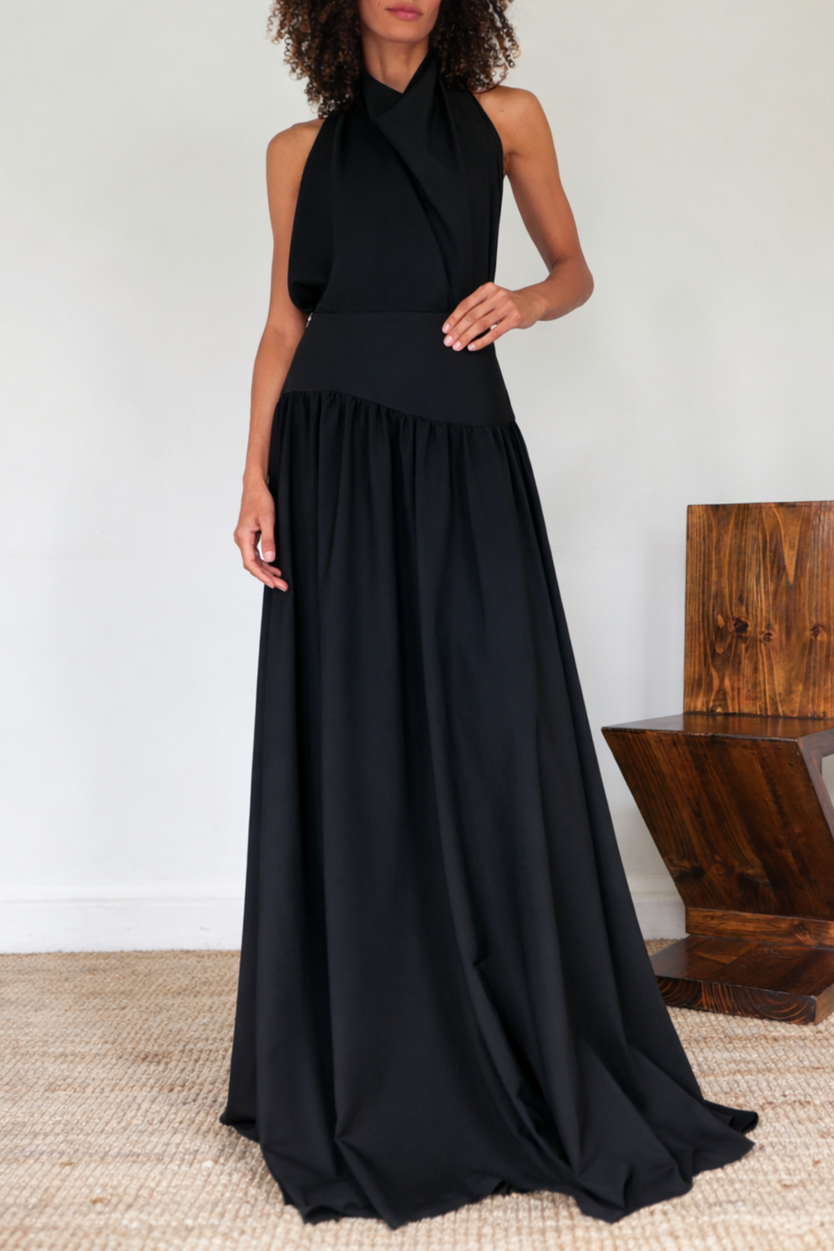 Crepe Long Wave Skirt
