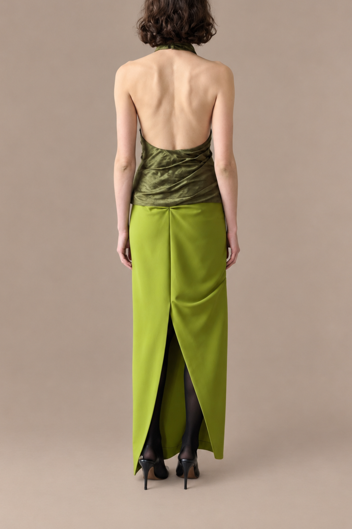 Asymmetric Draped Maxi Skirt