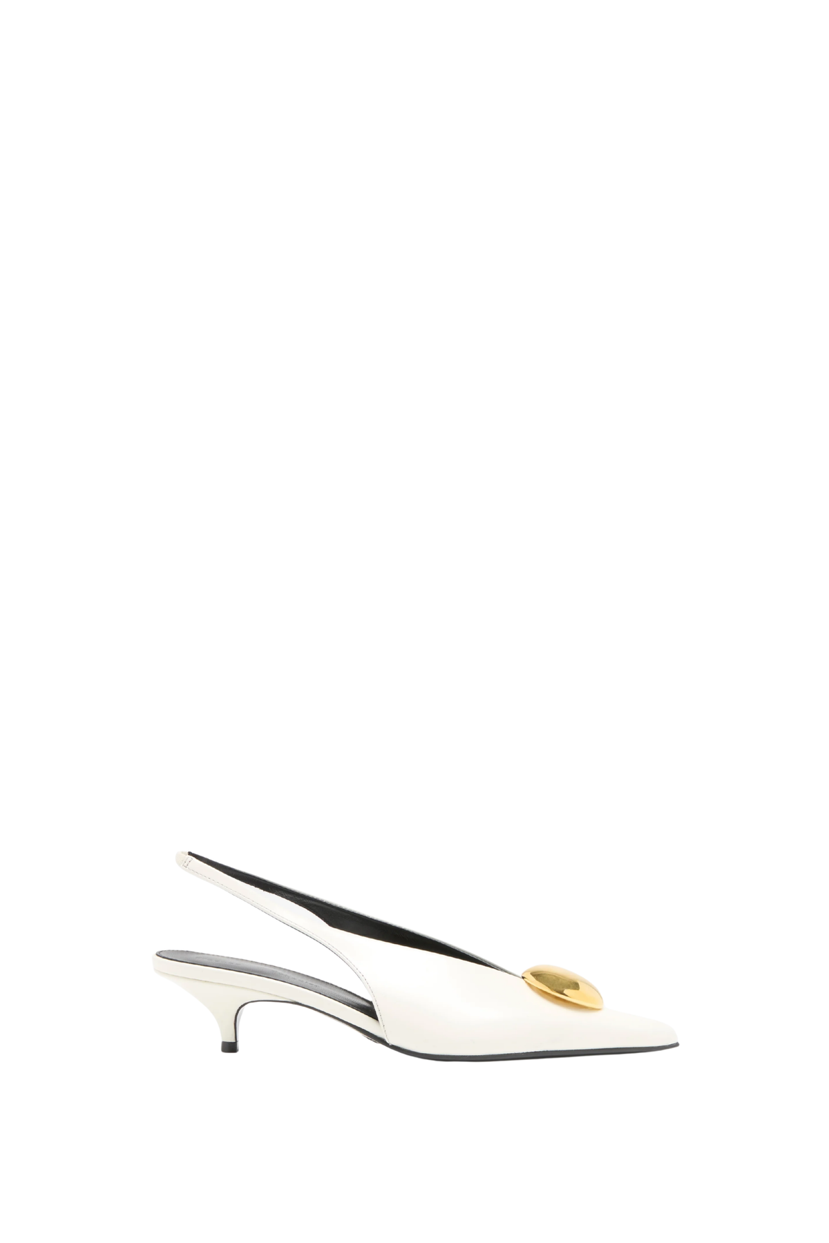 Dome Slash Slingbacks in Polished Calf Ivory
