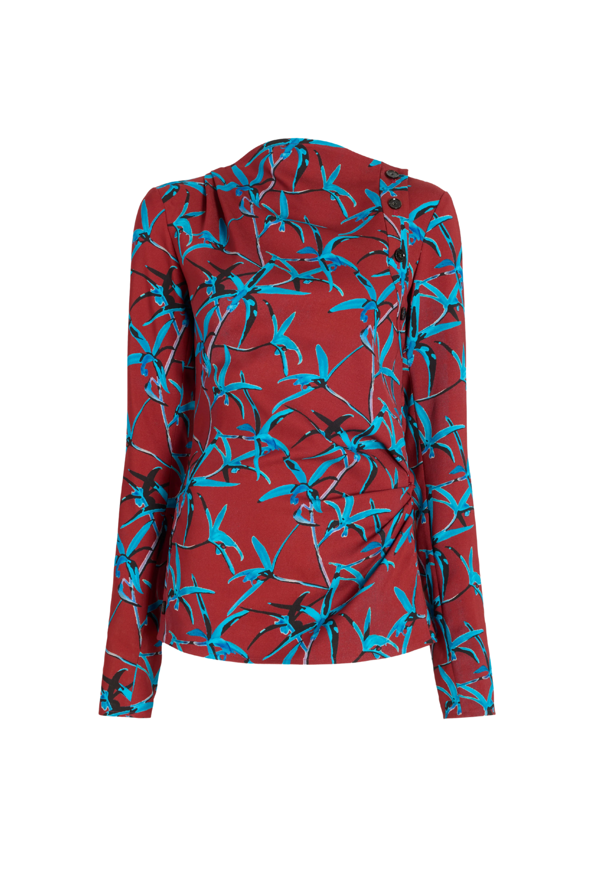 Anais Top in in Printed Stretch Cady Madder Multi
