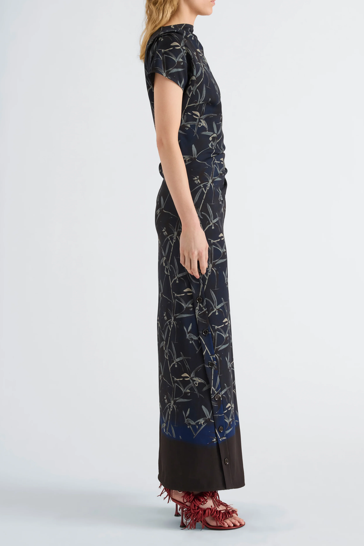 Anais Dress in Printed Stretch Cady Ink Multi